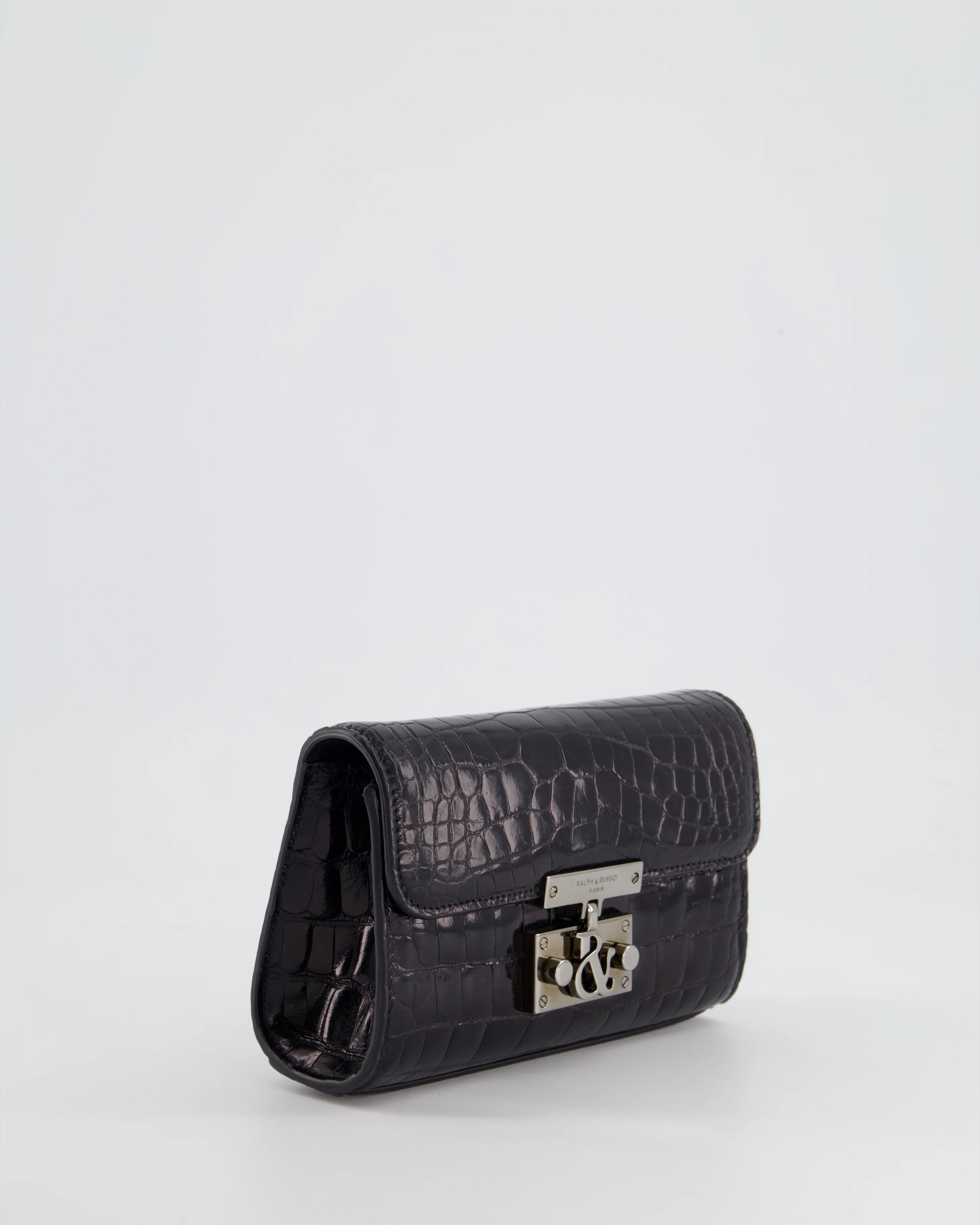 Ralph & Russo Black Croc Belt Bag with Gunmetal Hardware - Image 5
