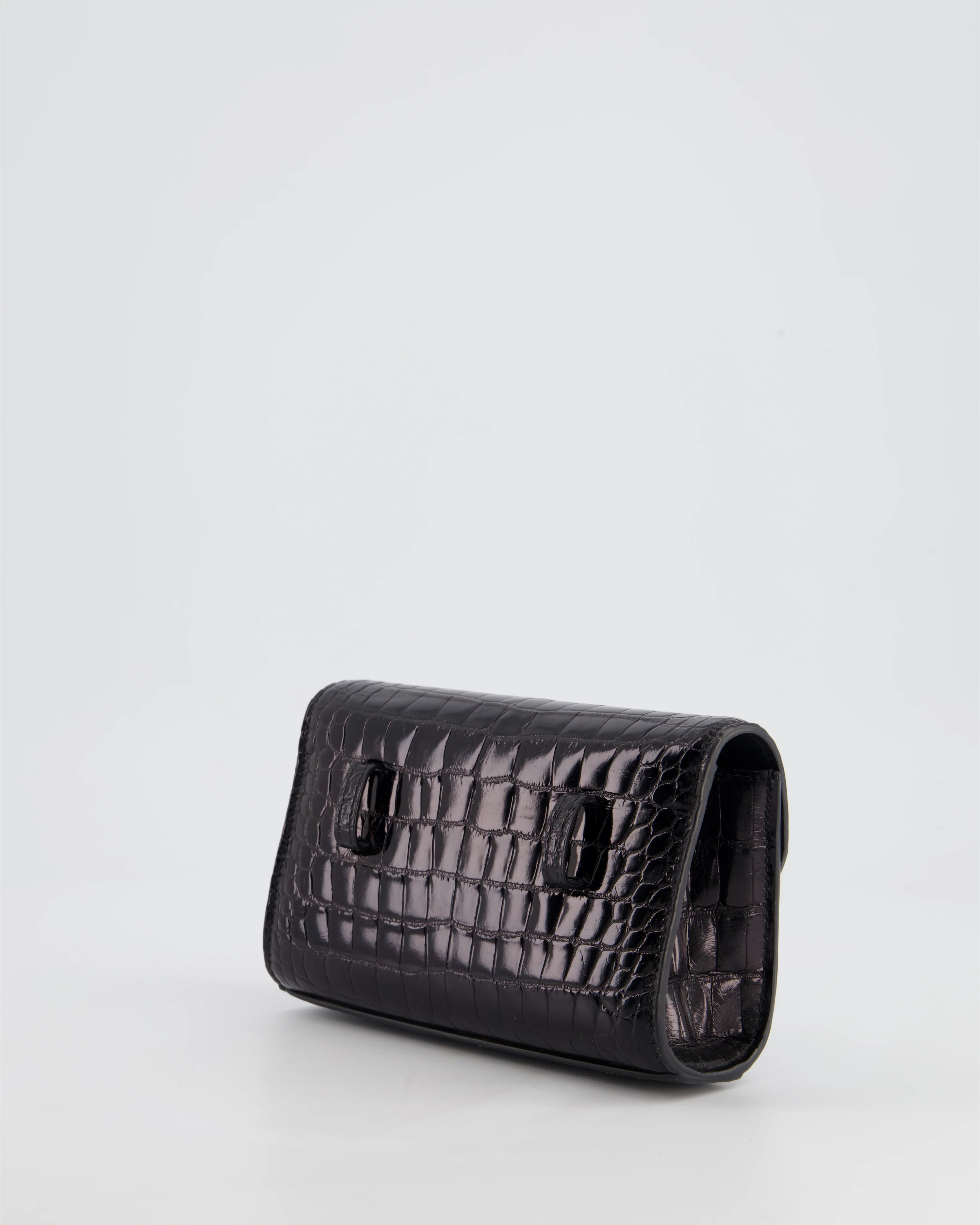 Ralph & Russo Black Croc Belt Bag with Gunmetal Hardware - Image 6