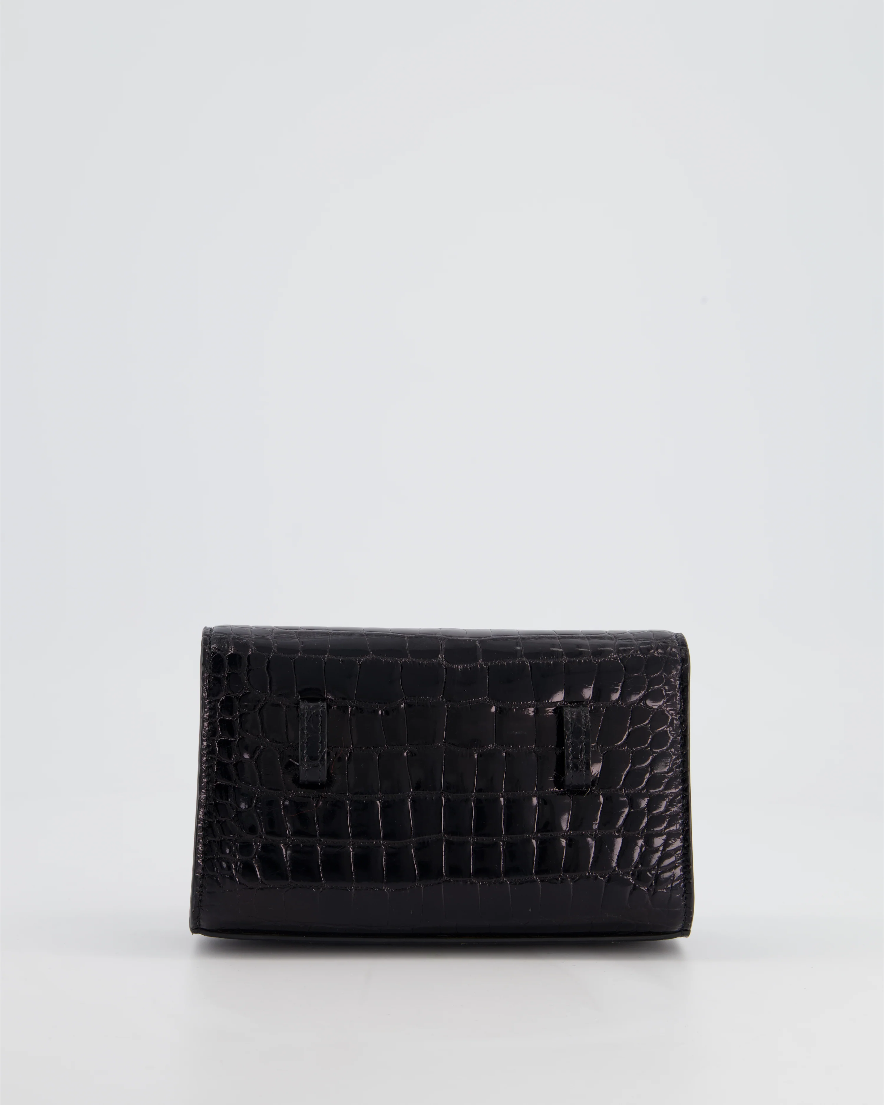 Ralph & Russo Black Croc Belt Bag with Gunmetal Hardware - Image 7