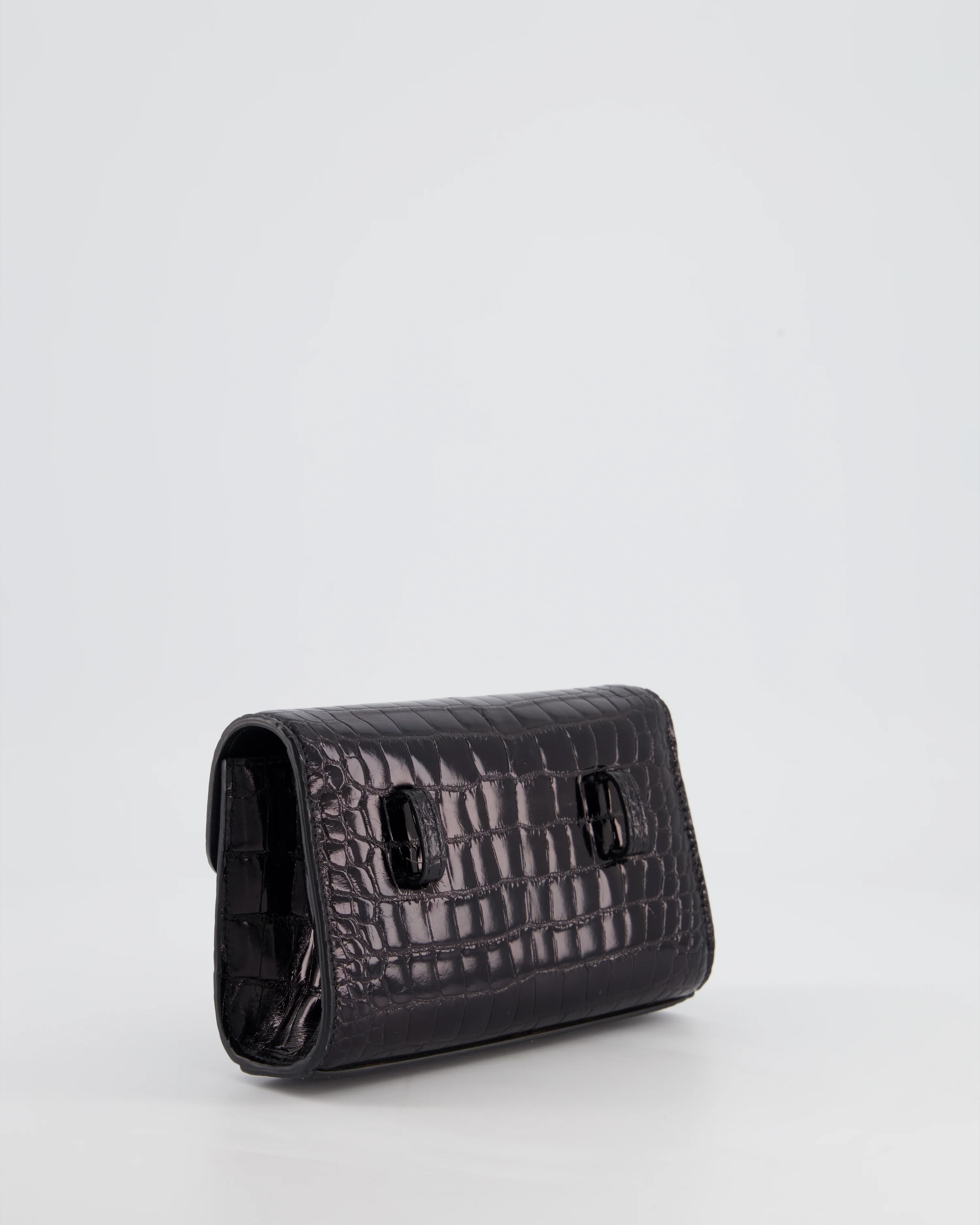 Ralph & Russo Black Croc Belt Bag with Gunmetal Hardware - Image 8