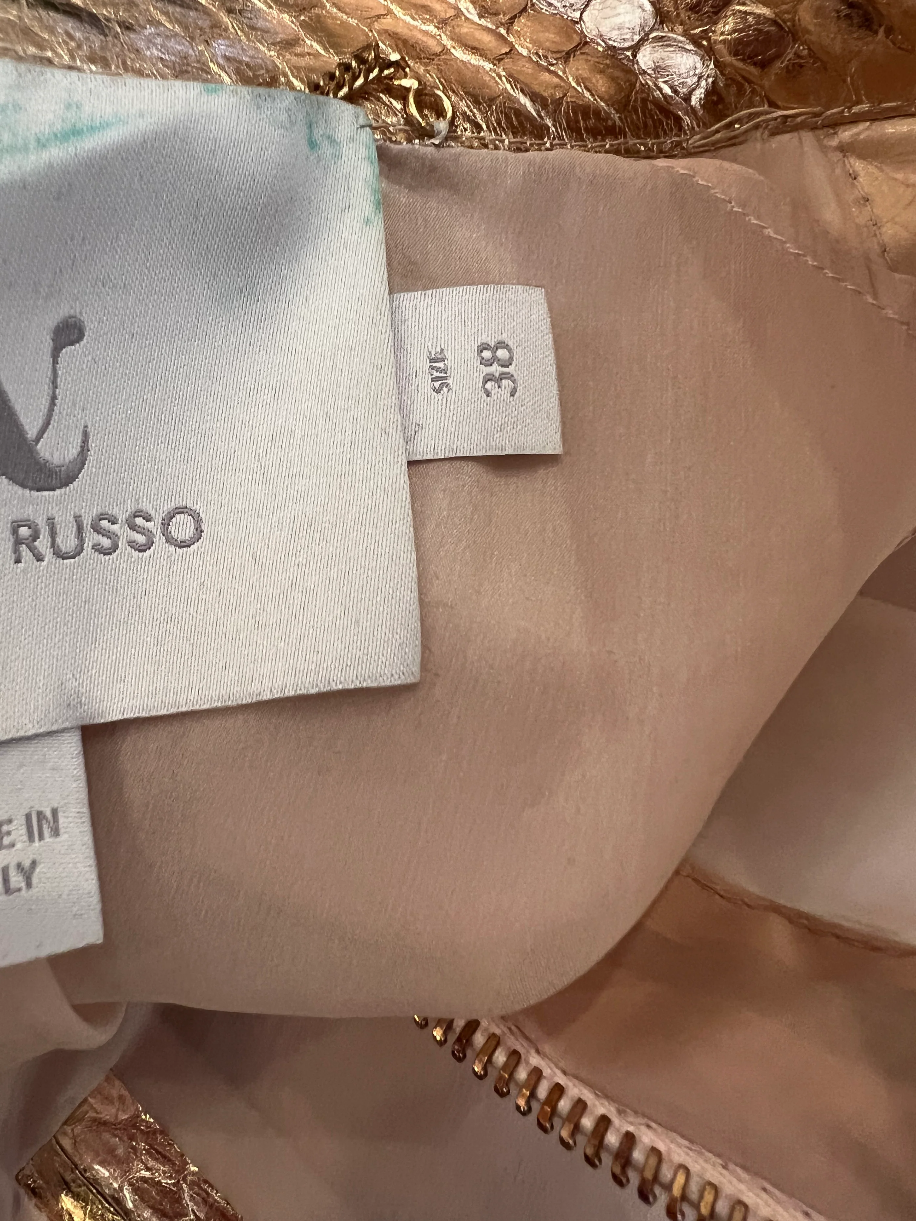 Ralph & Russo Blush Pink Jacket and Silk Trouser Set with Rose Gold Metallic Snake Trims Size IT 36/38 (UK 6/8) - Image 9