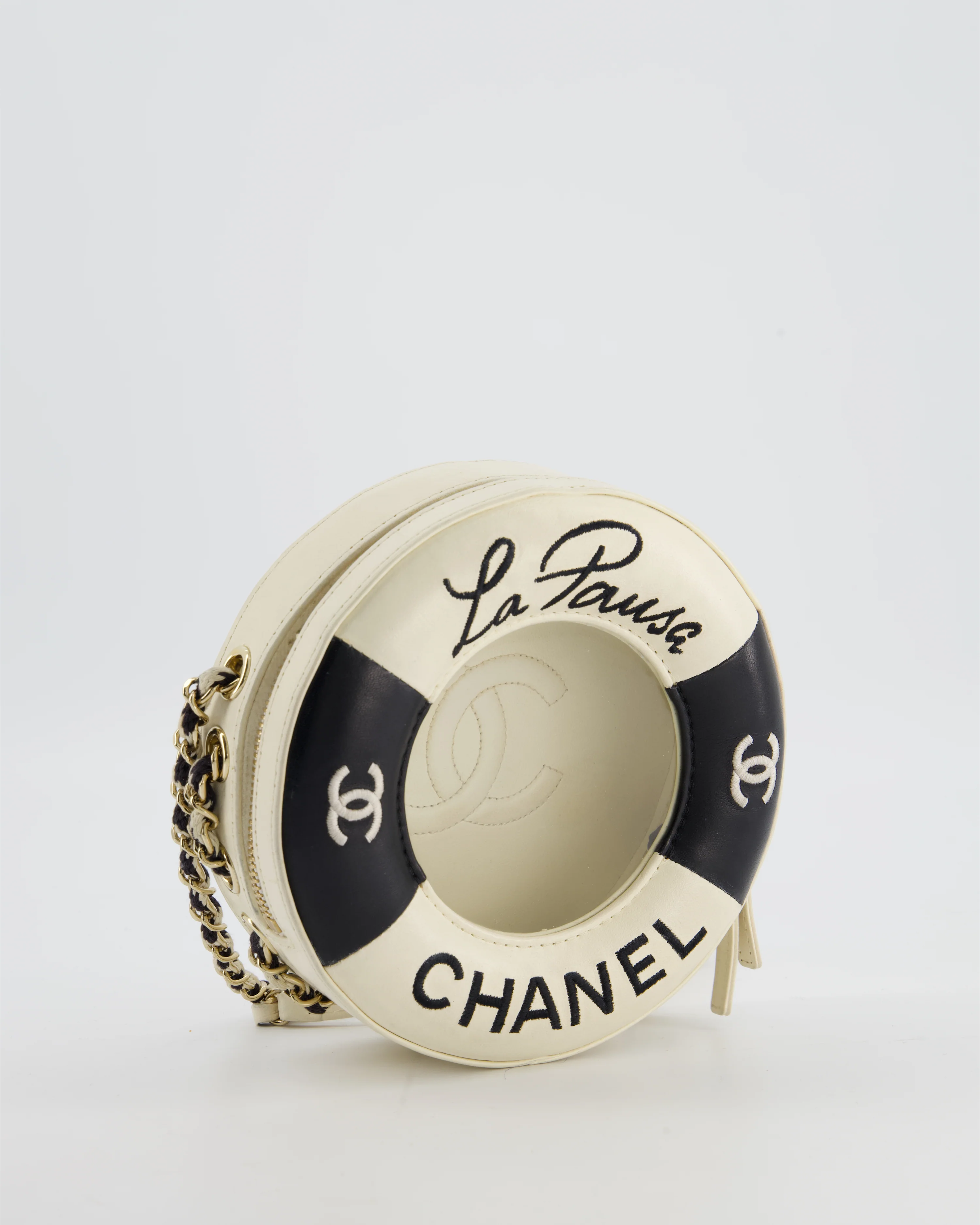 *RARE & FIRE PRICE* Chanel La Pausa Coco Lifesaver Bag in Black and White with Champagne Gold Hardware - Image 4