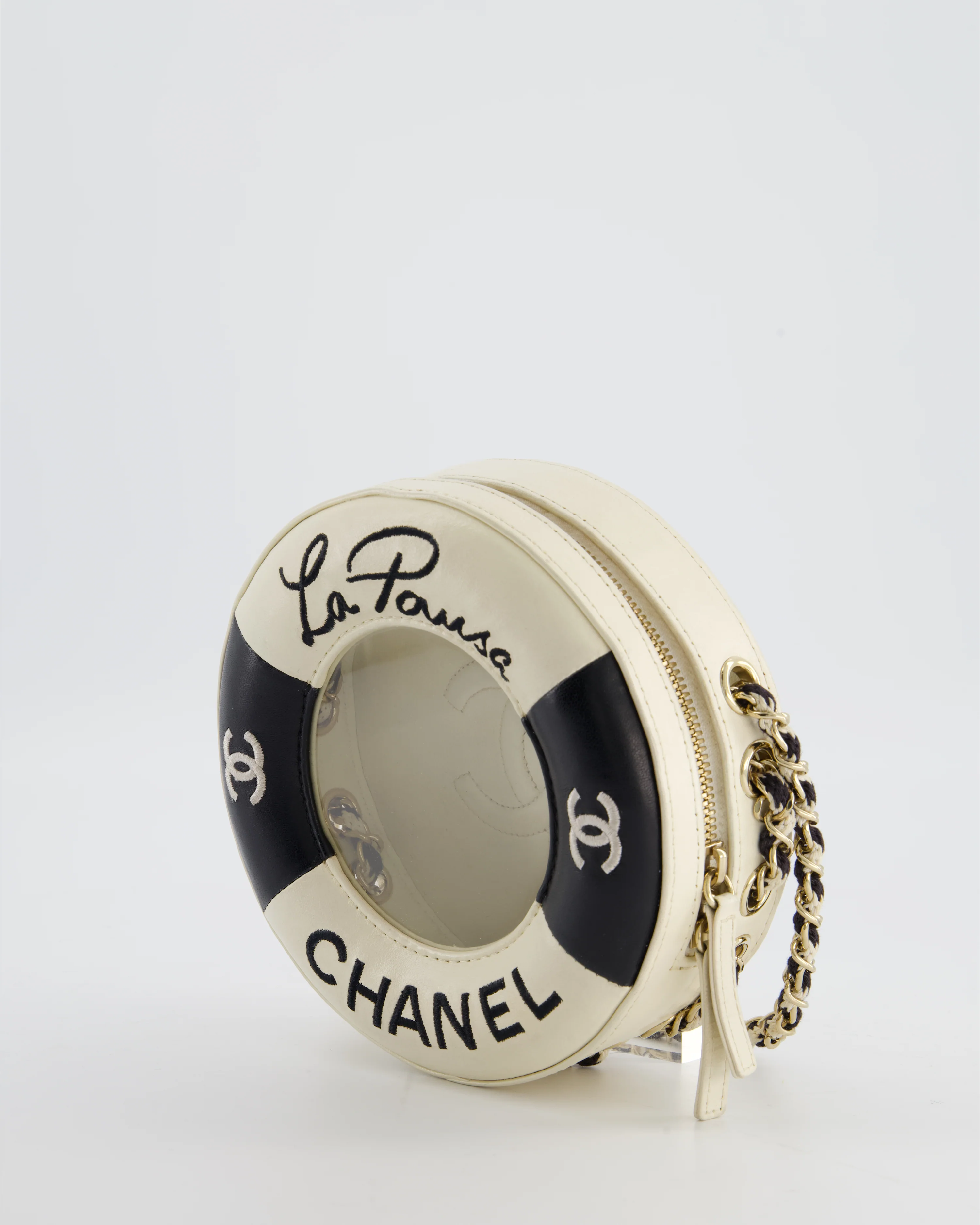 *RARE & FIRE PRICE* Chanel La Pausa Coco Lifesaver Bag in Black and White with Champagne Gold Hardware - Image 9