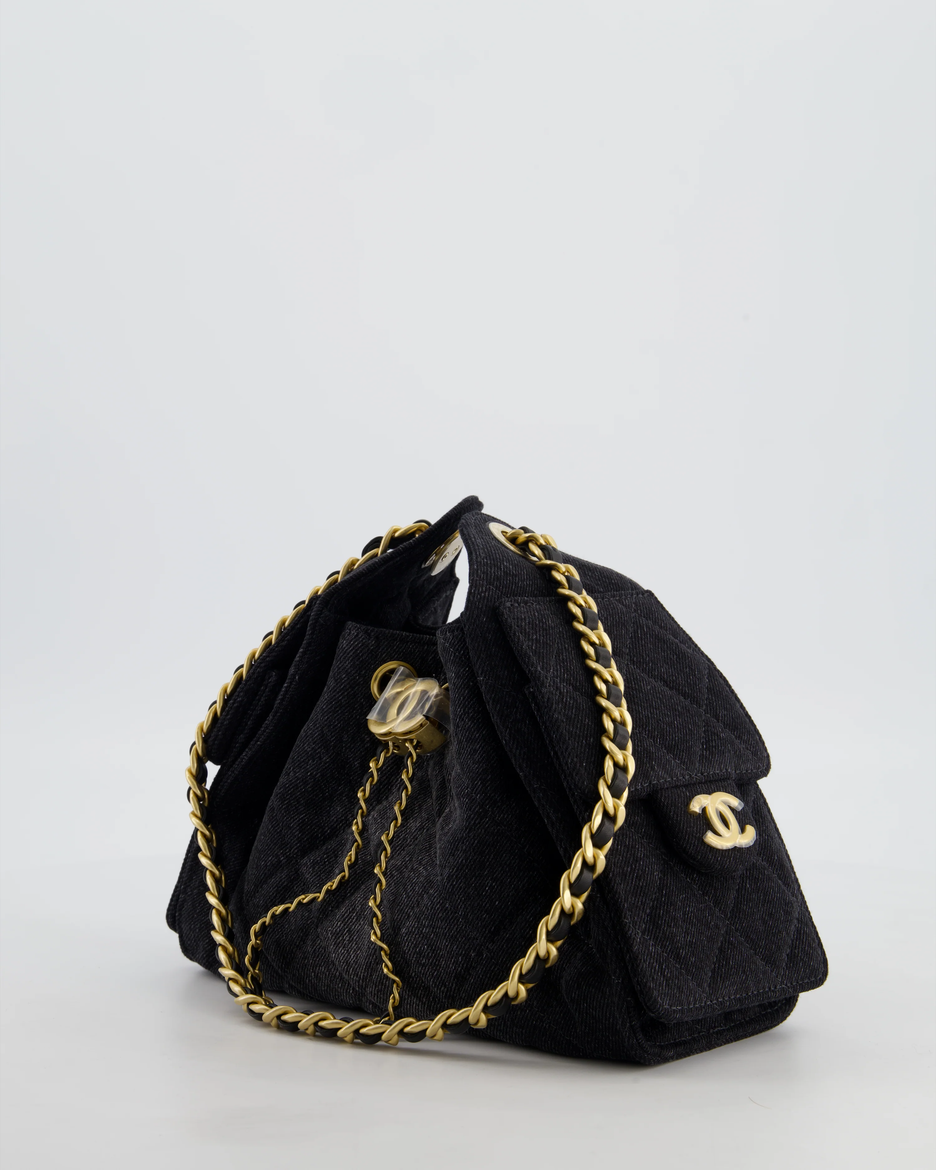 *RARE* Chanel 26C Mini 25 Handbag in Black Denim with Brushed Gold Hardware - Image 10