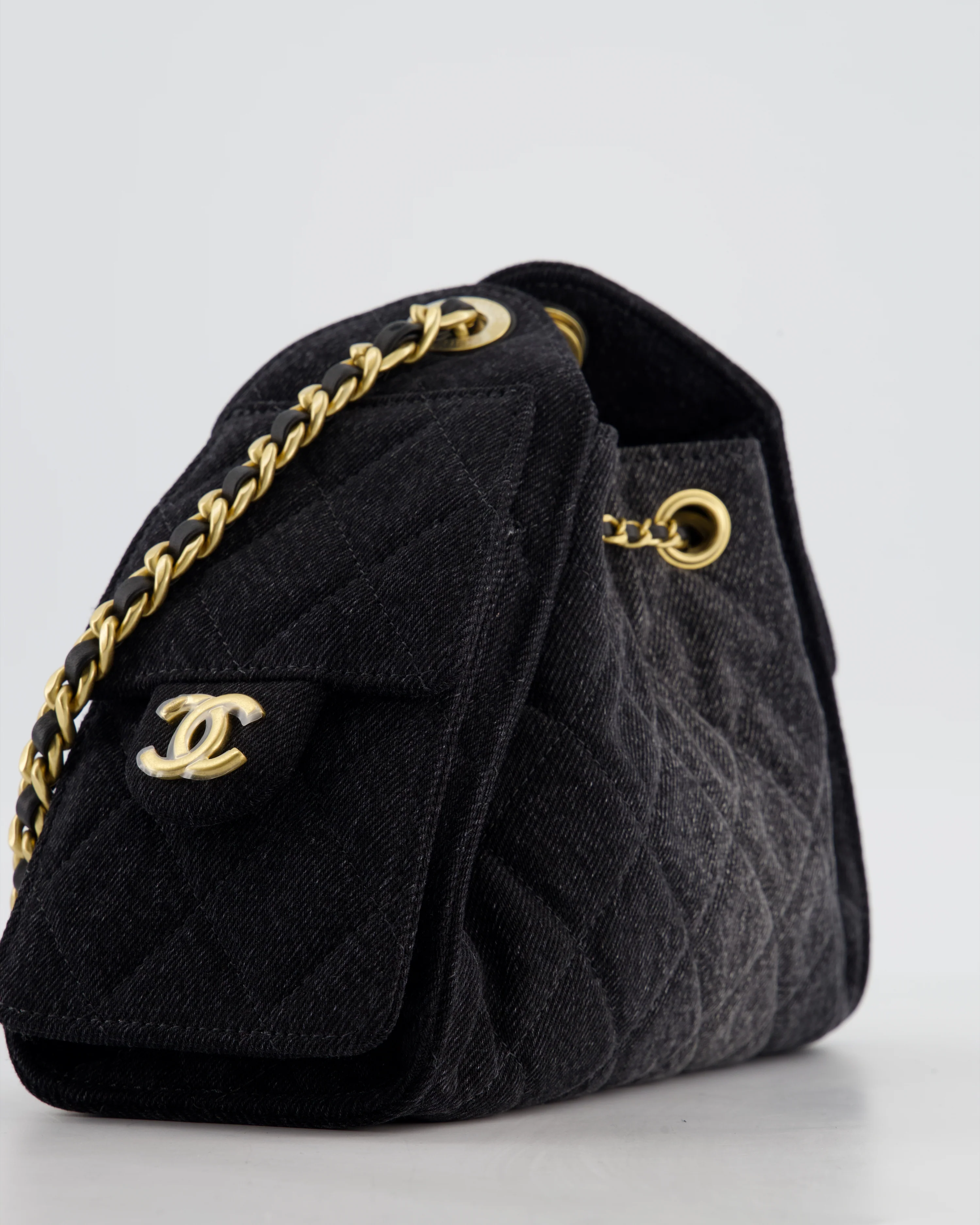 *RARE* Chanel 26C Mini 25 Handbag in Black Denim with Brushed Gold Hardware - Image 14