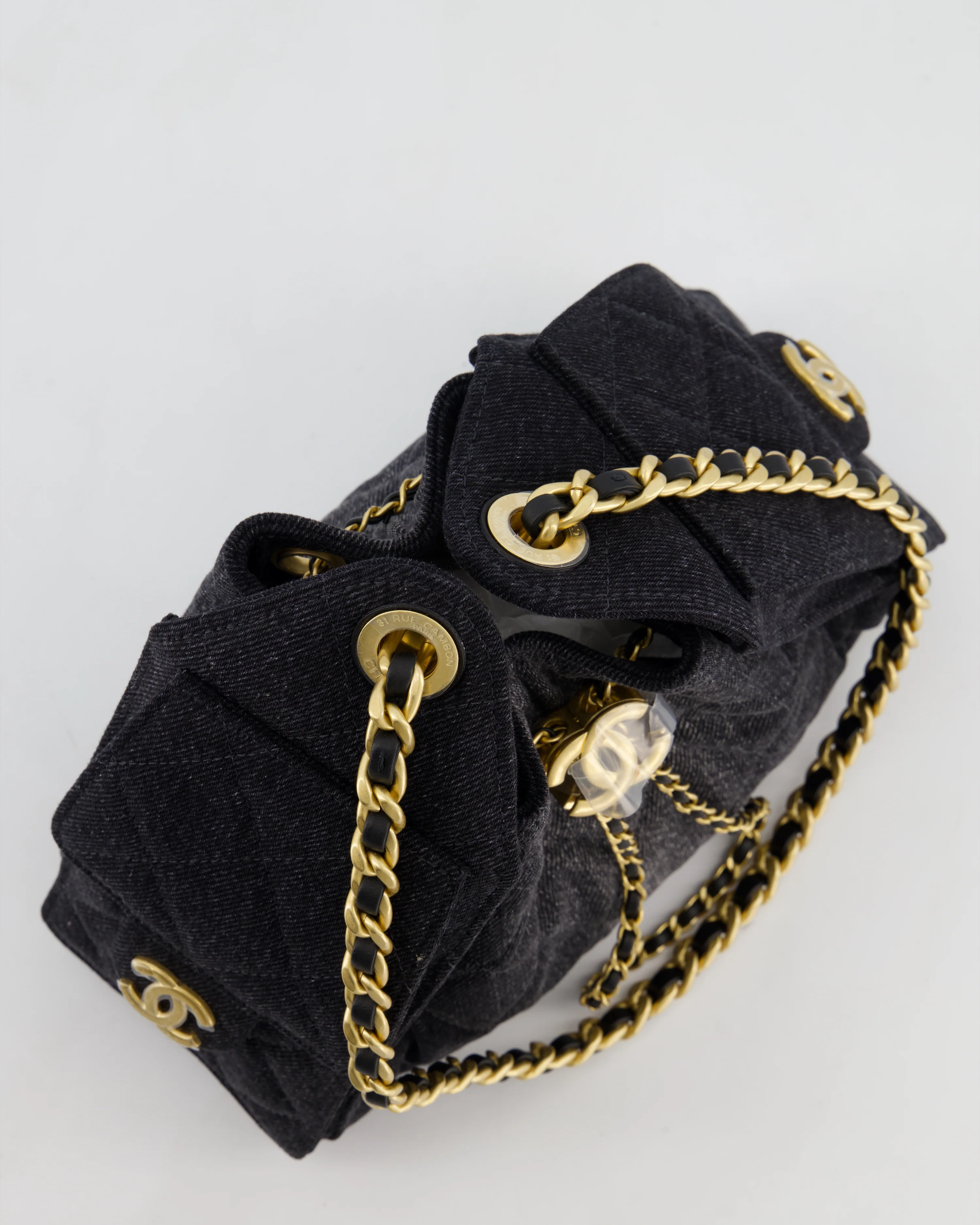 *RARE* Chanel 26C Mini 25 Handbag in Black Denim with Brushed Gold Hardware - Image 16