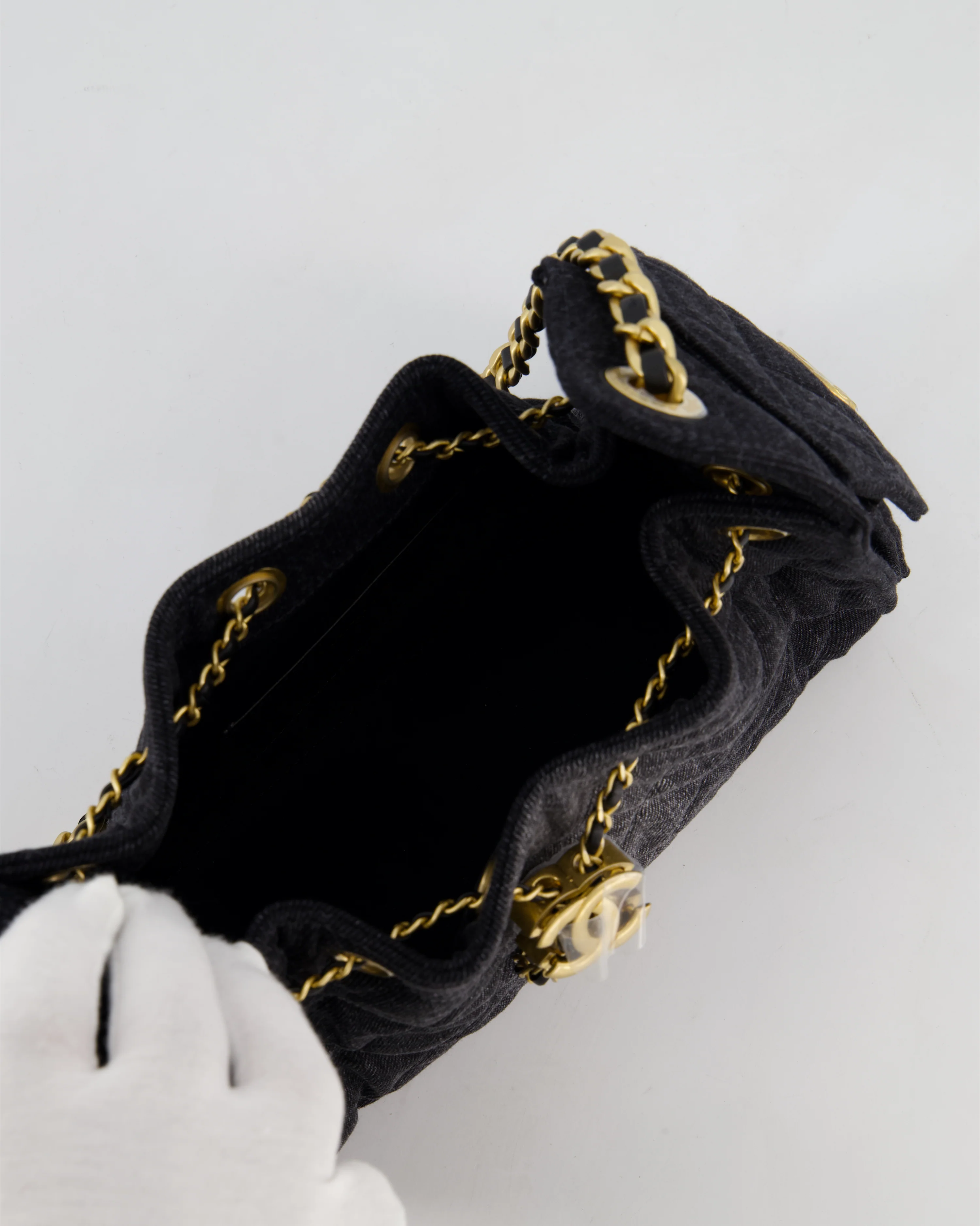 *RARE* Chanel 26C Mini 25 Handbag in Black Denim with Brushed Gold Hardware - Image 17