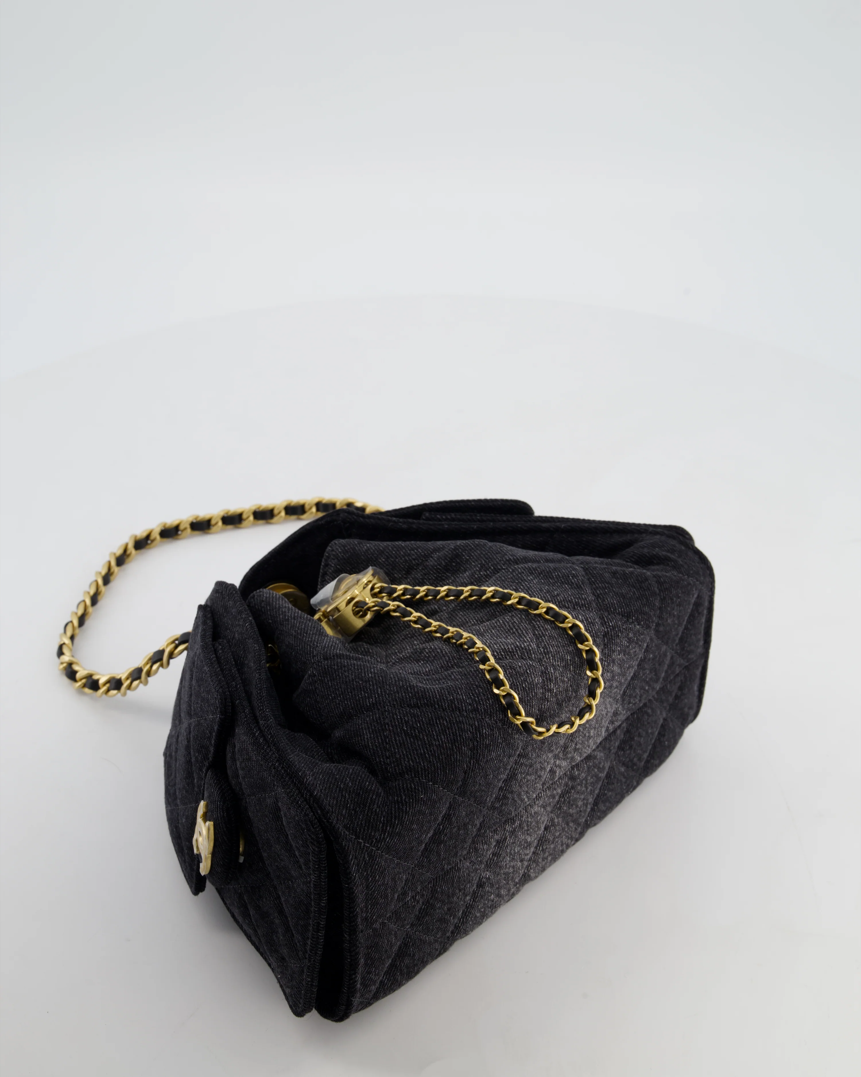 *RARE* Chanel 26C Mini 25 Handbag in Black Denim with Brushed Gold Hardware - Image 18