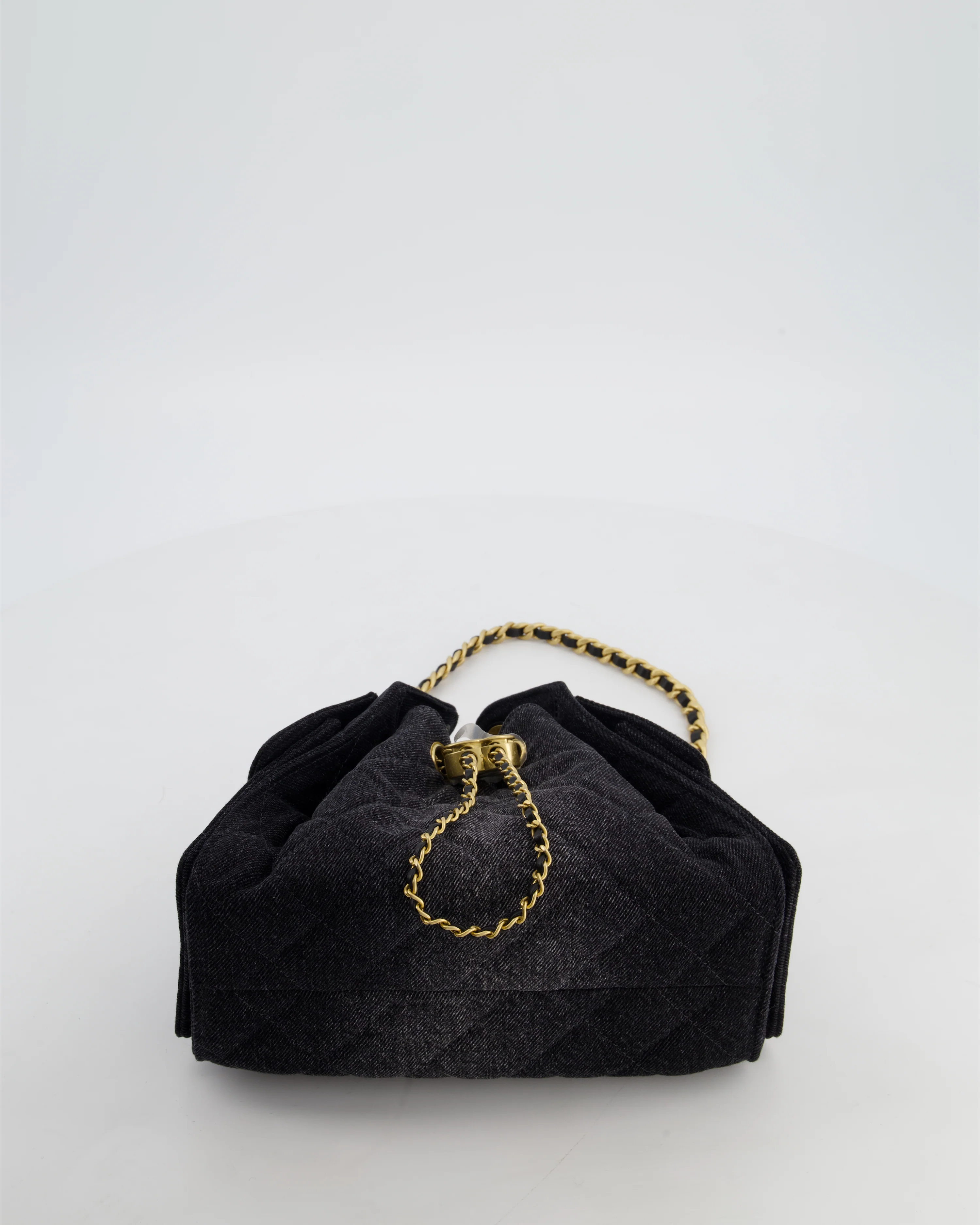 *RARE* Chanel 26C Mini 25 Handbag in Black Denim with Brushed Gold Hardware - Image 19