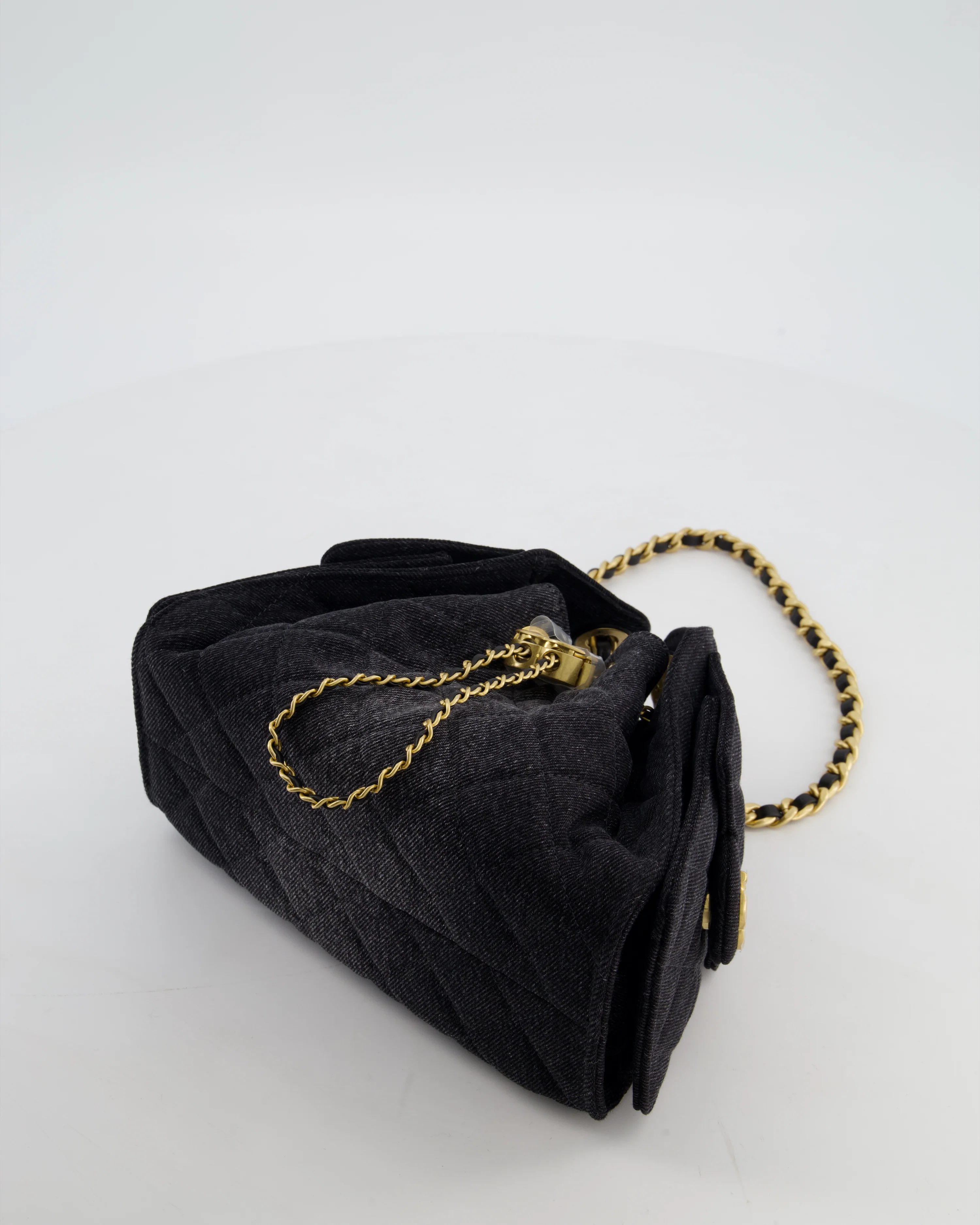 *RARE* Chanel 26C Mini 25 Handbag in Black Denim with Brushed Gold Hardware - Image 20