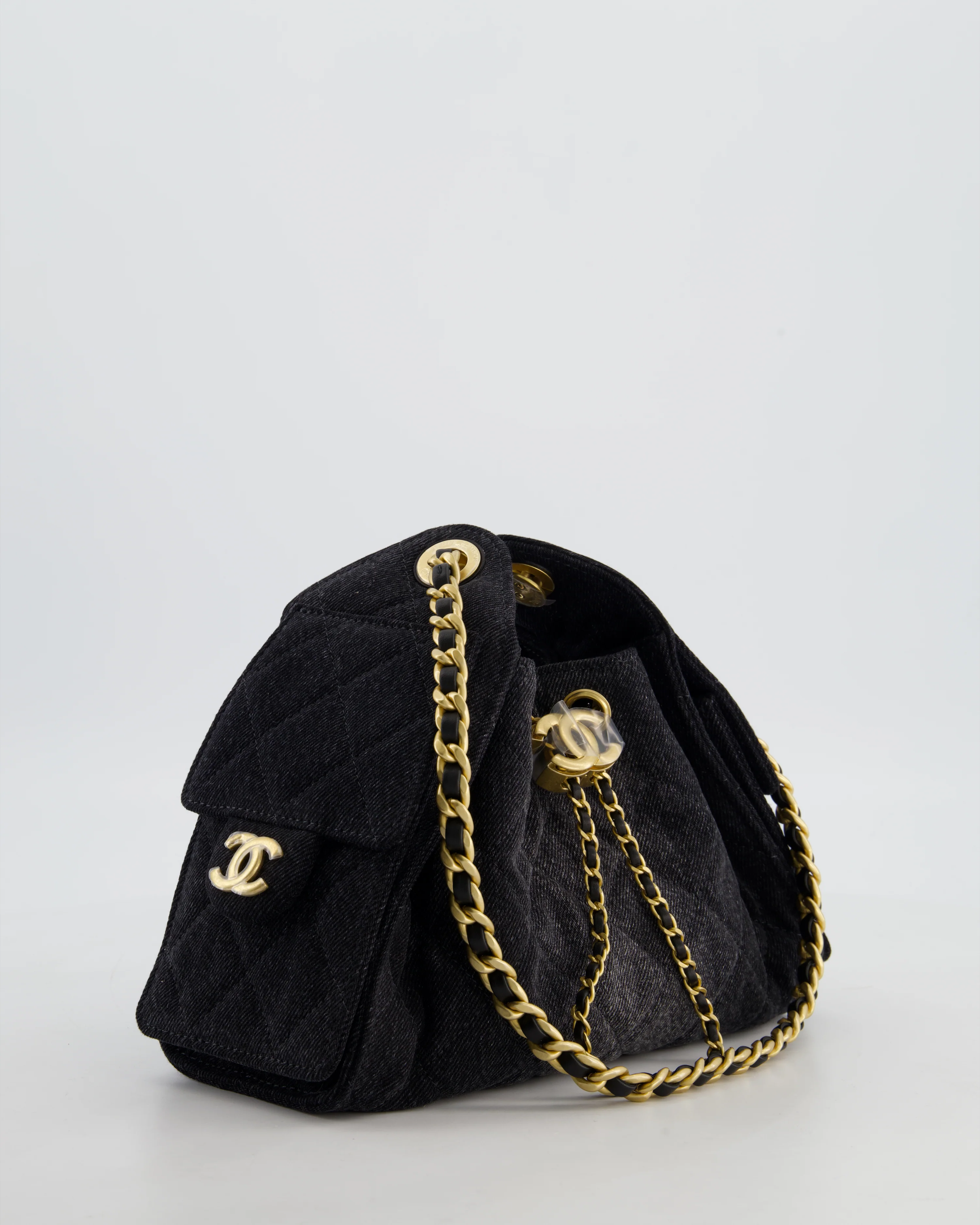 *RARE* Chanel 26C Mini 25 Handbag in Black Denim with Brushed Gold Hardware - Image 4