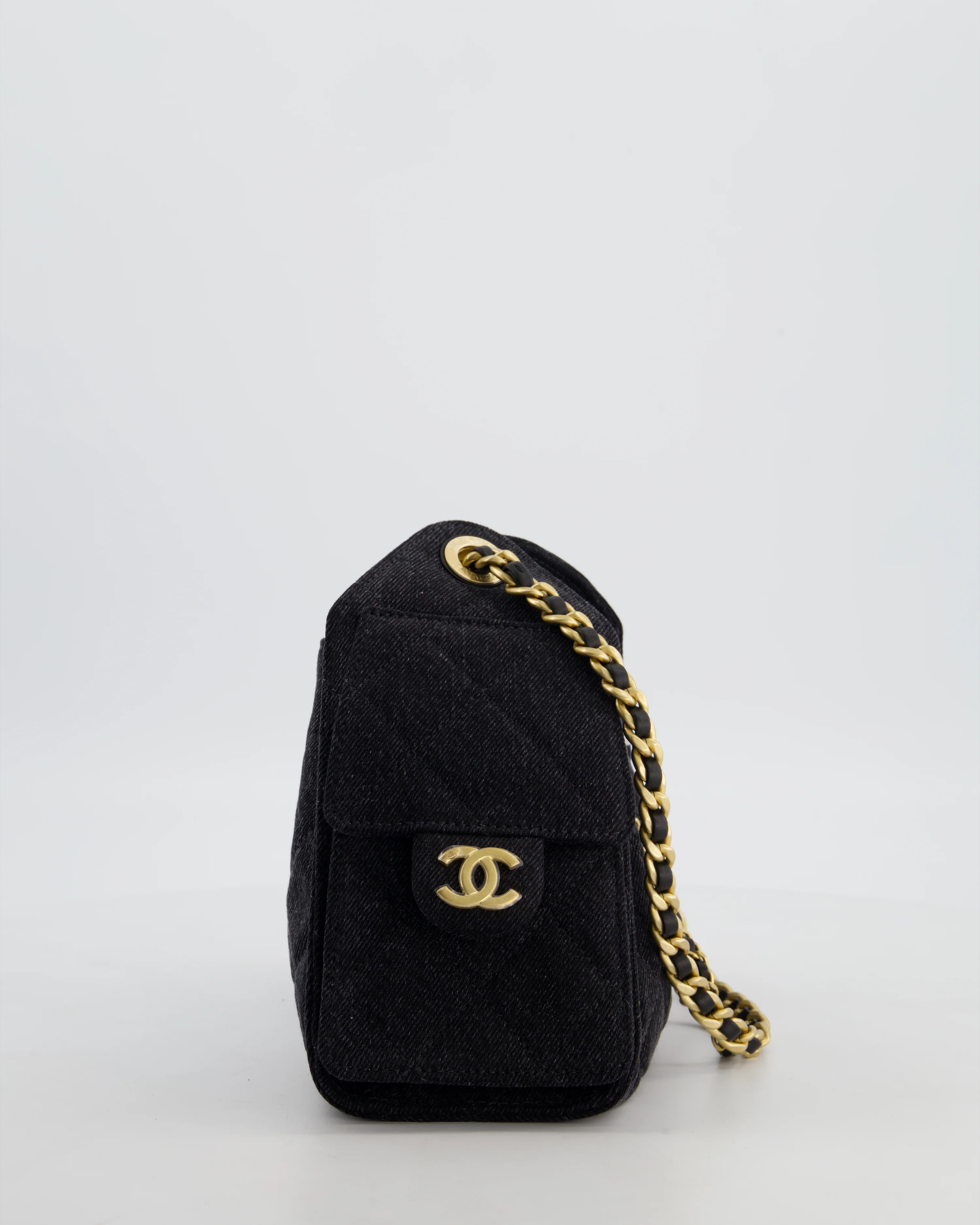 *RARE* Chanel 26C Mini 25 Handbag in Black Denim with Brushed Gold Hardware - Image 5
