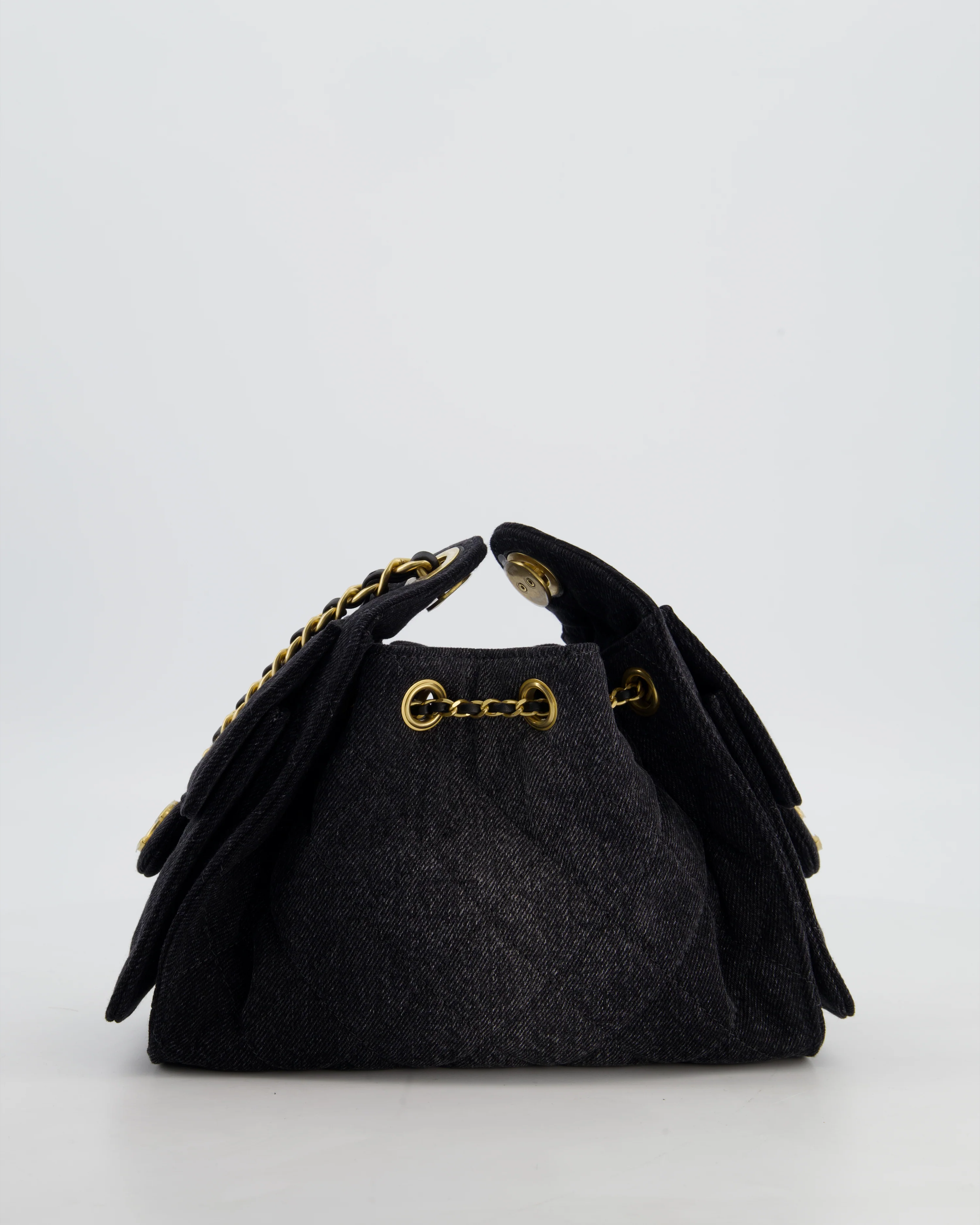 *RARE* Chanel 26C Mini 25 Handbag in Black Denim with Brushed Gold Hardware - Image 7