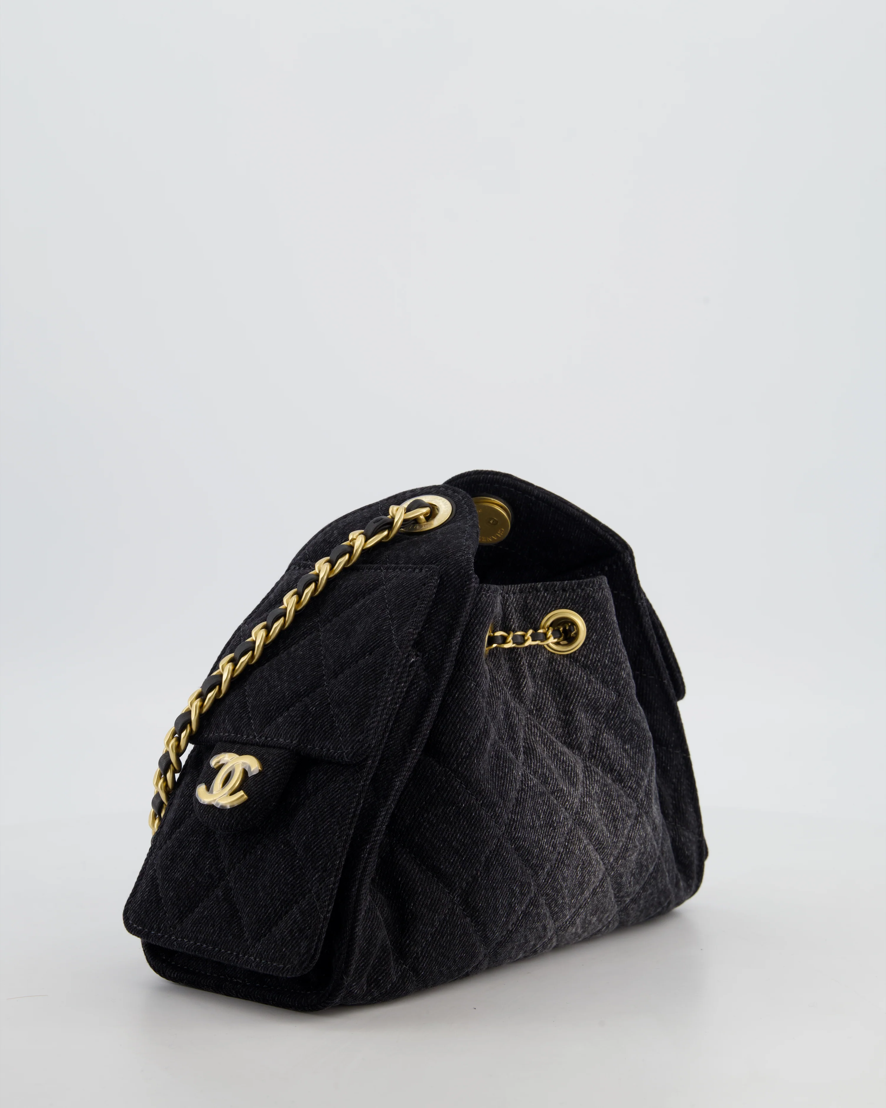 *RARE* Chanel 26C Mini 25 Handbag in Black Denim with Brushed Gold Hardware - Image 8