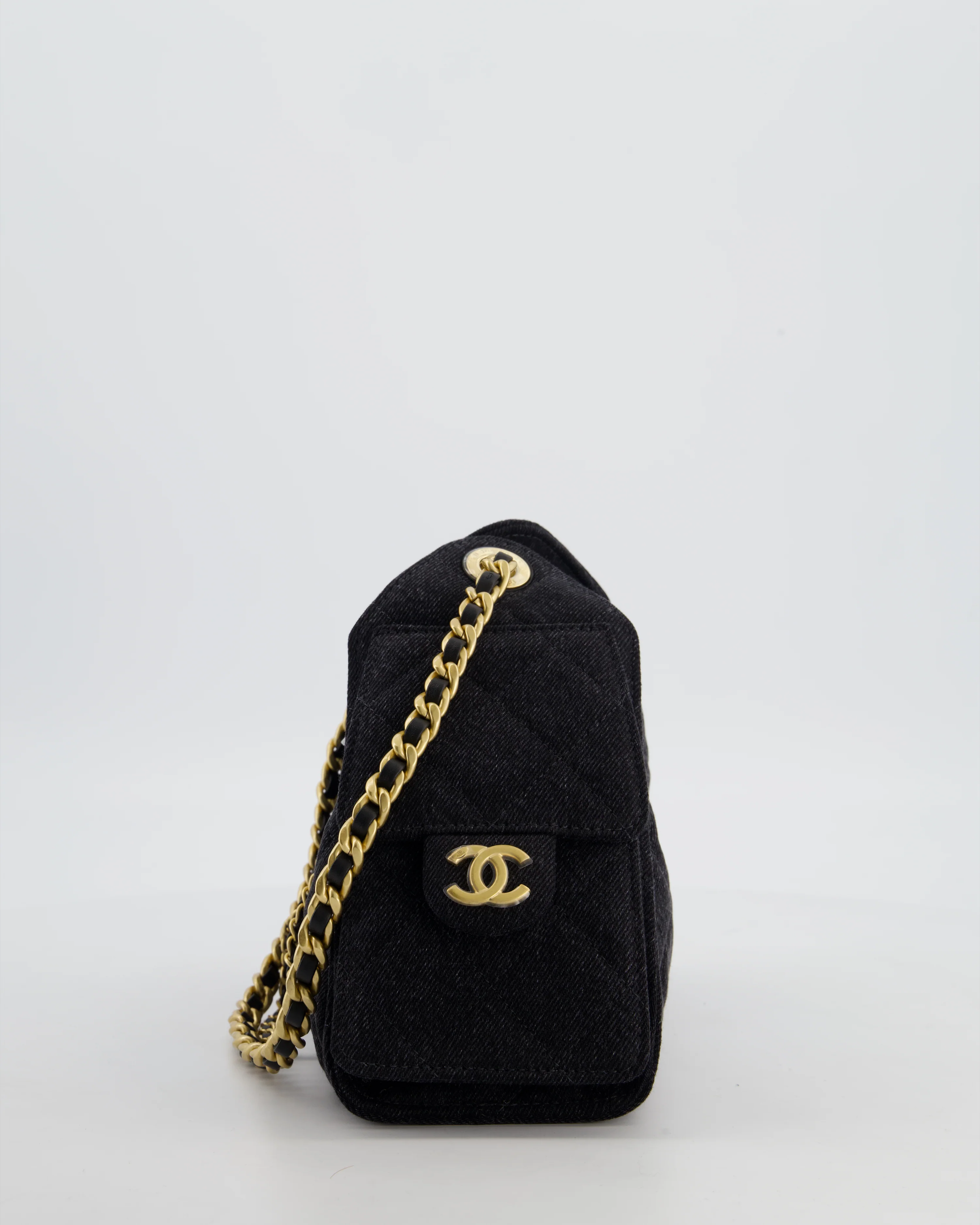 *RARE* Chanel 26C Mini 25 Handbag in Black Denim with Brushed Gold Hardware - Image 9