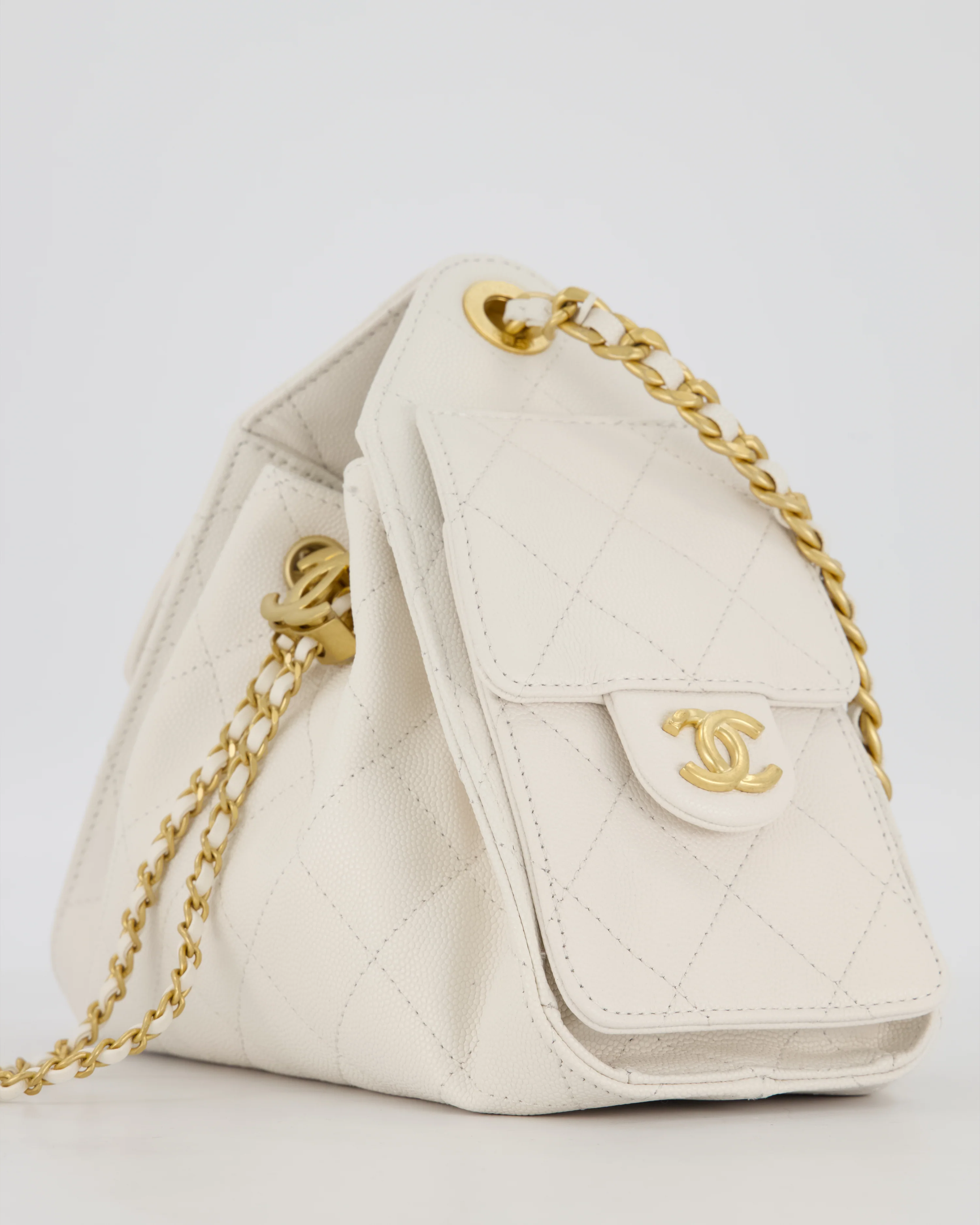*RARE* Chanel 26C Mini 25 Handbag in White Caviar Leather with Gold Hardware - Image 13