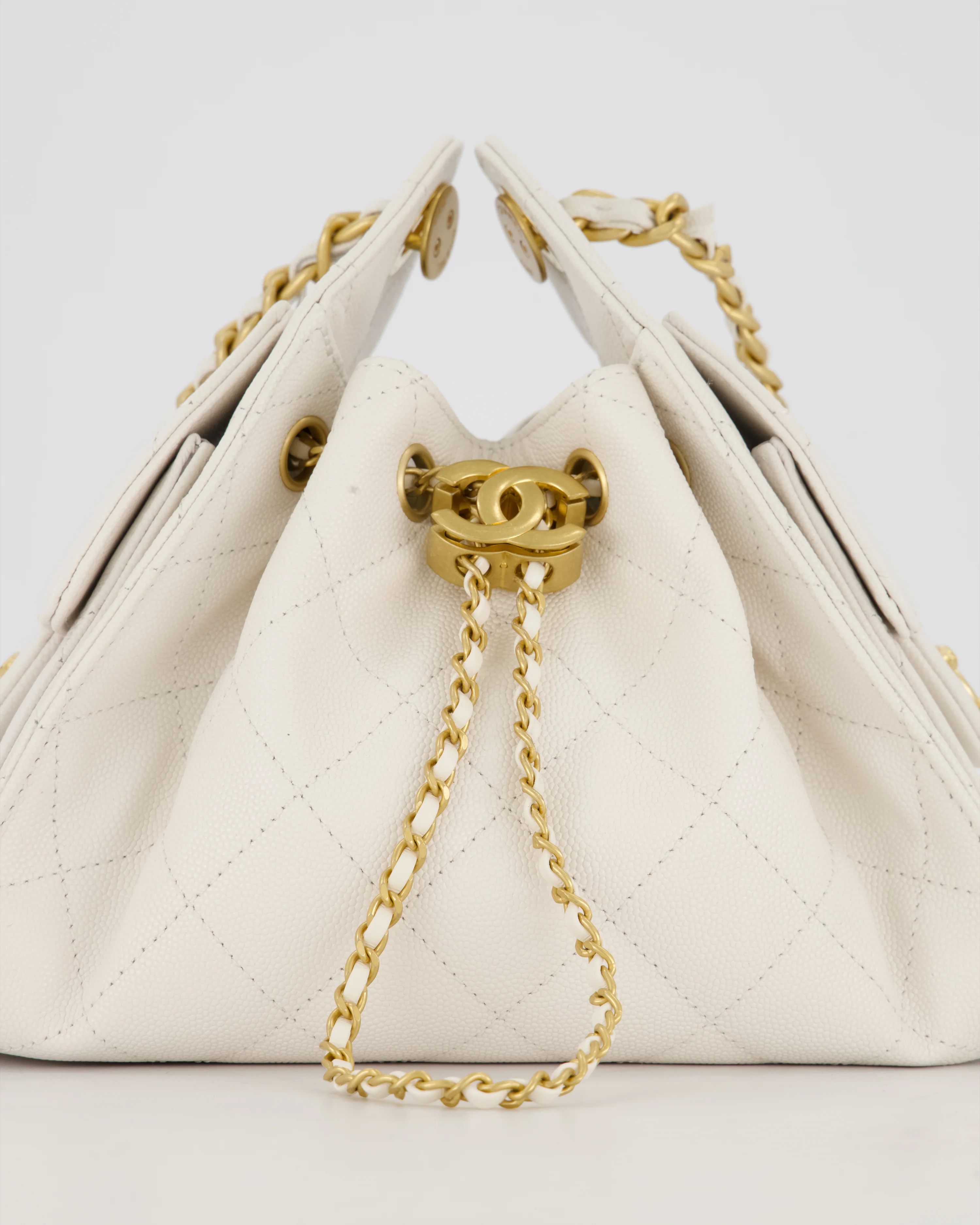 *RARE* Chanel 26C Mini 25 Handbag in White Caviar Leather with Gold Hardware - Image 16