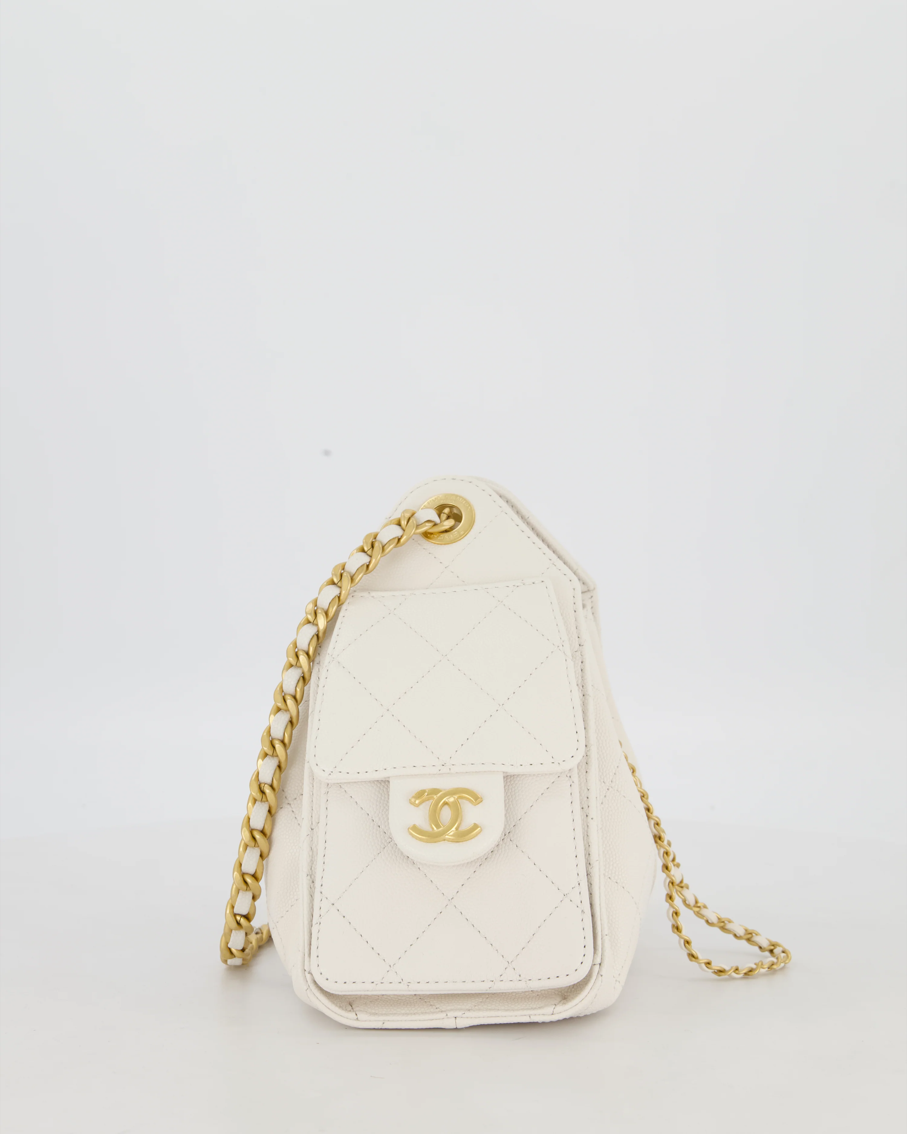 *RARE* Chanel 26C Mini 25 Handbag in White Caviar Leather with Gold Hardware - Image 6