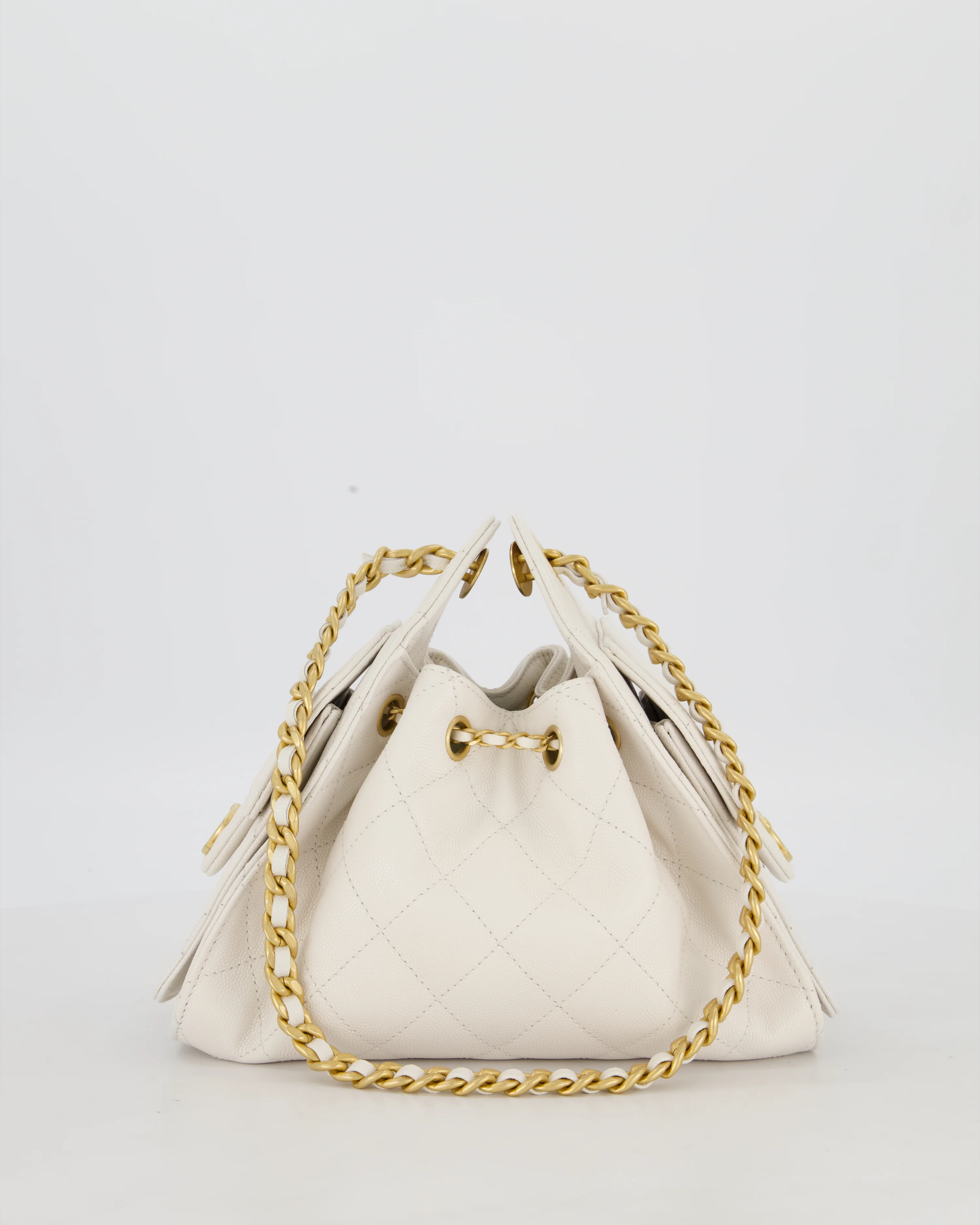 *RARE* Chanel 26C Mini 25 Handbag in White Caviar Leather with Gold Hardware - Image 8