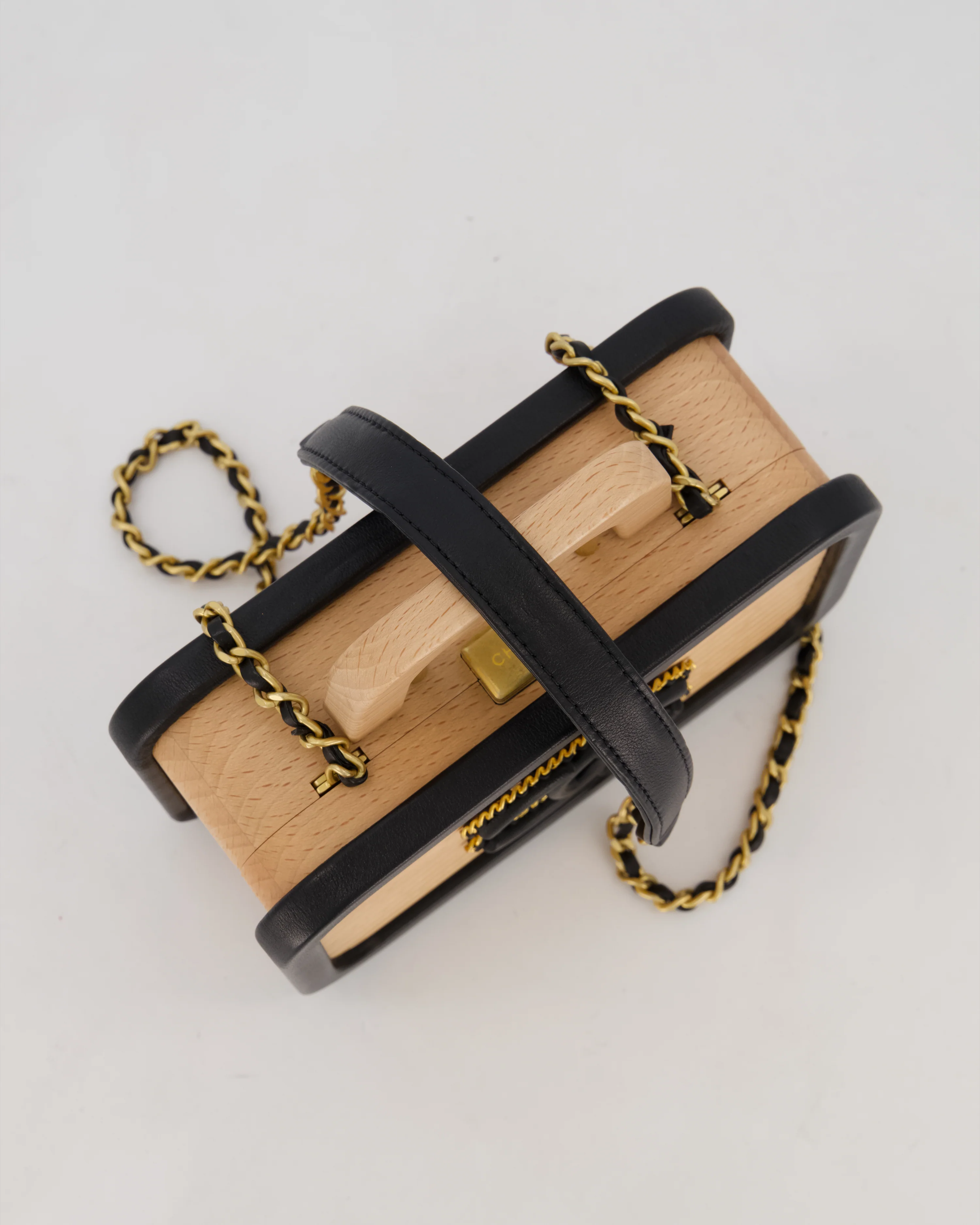 *VERY RARE* Chanel Brown Wooden Vanity Case Bag with Black CC Leather Chain Logo - Image 18