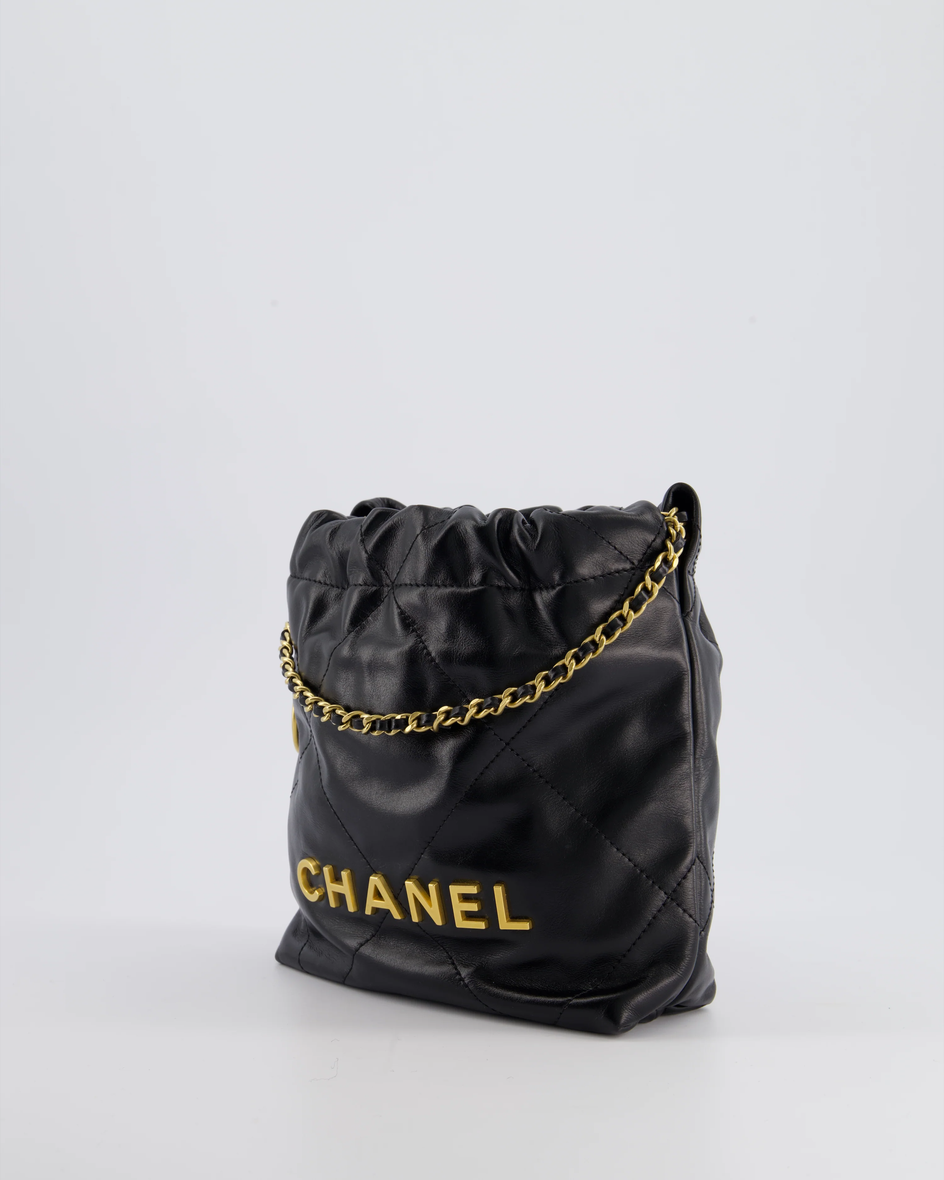 *RARE* Chanel Mini 22 Bag in Black Shiny Calfskin with Gold Hardware - Image 11