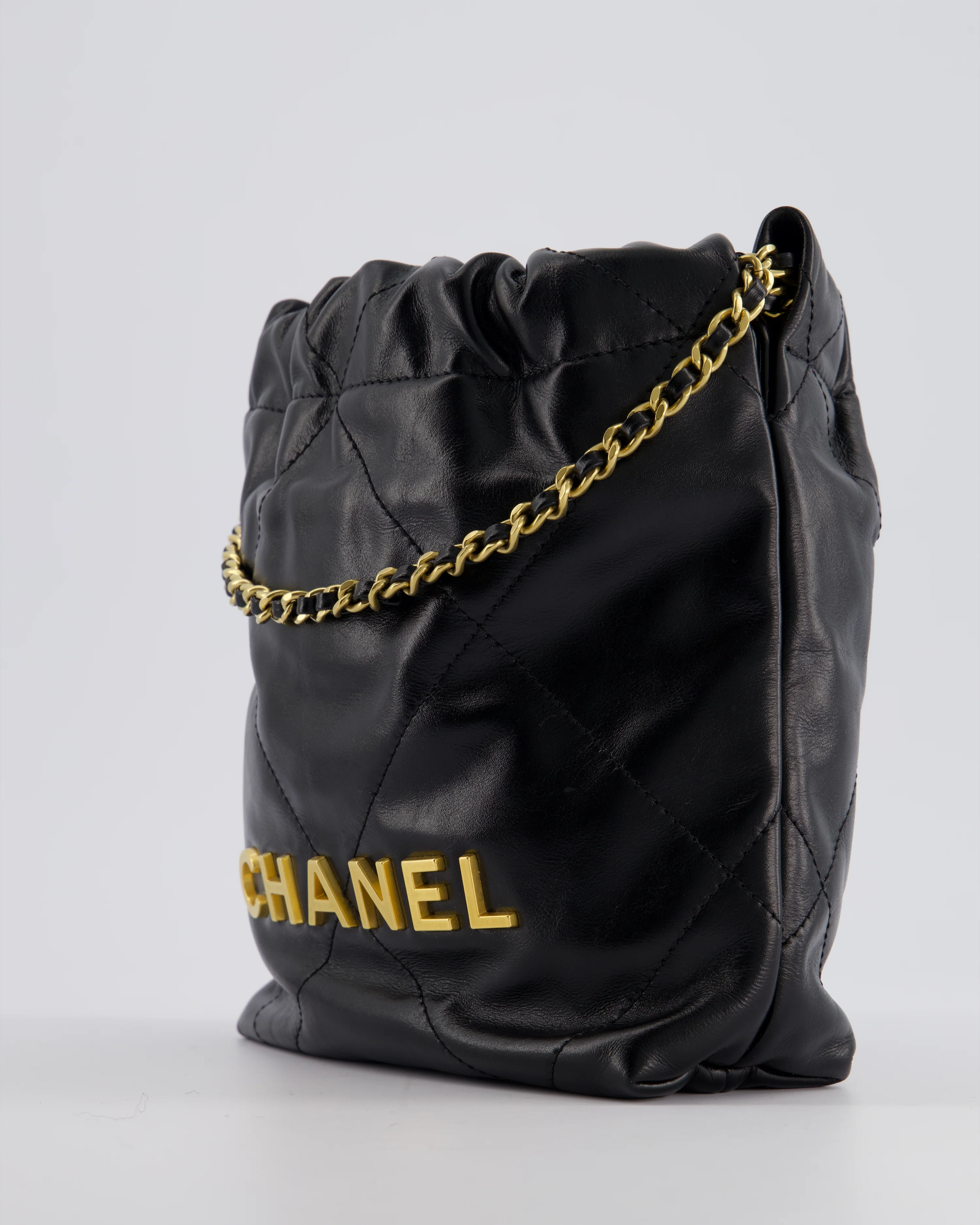 *RARE* Chanel Mini 22 Bag in Black Shiny Calfskin with Gold Hardware - Image 13