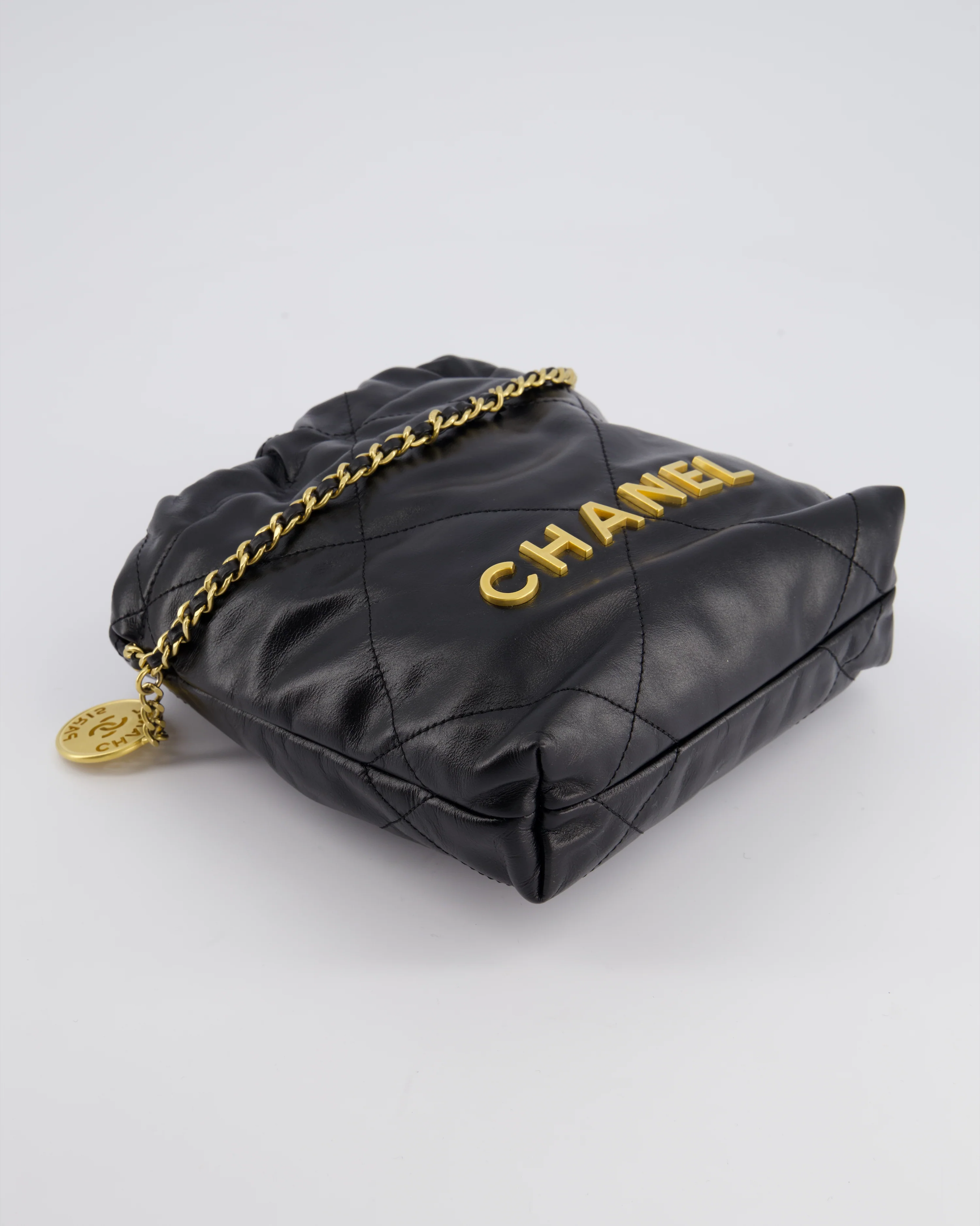 *RARE* Chanel Mini 22 Bag in Black Shiny Calfskin with Gold Hardware - Image 17