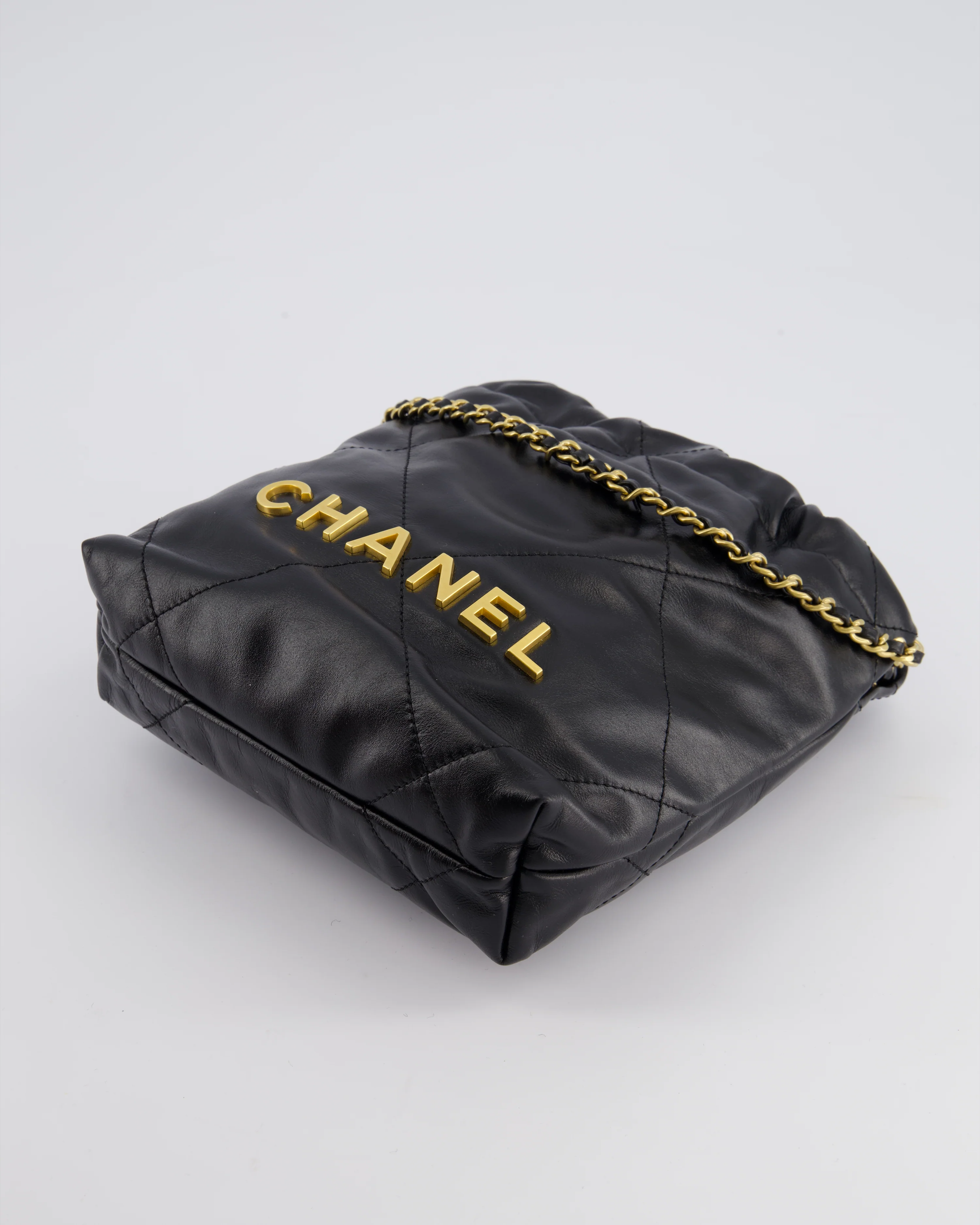 *RARE* Chanel Mini 22 Bag in Black Shiny Calfskin with Gold Hardware - Image 18
