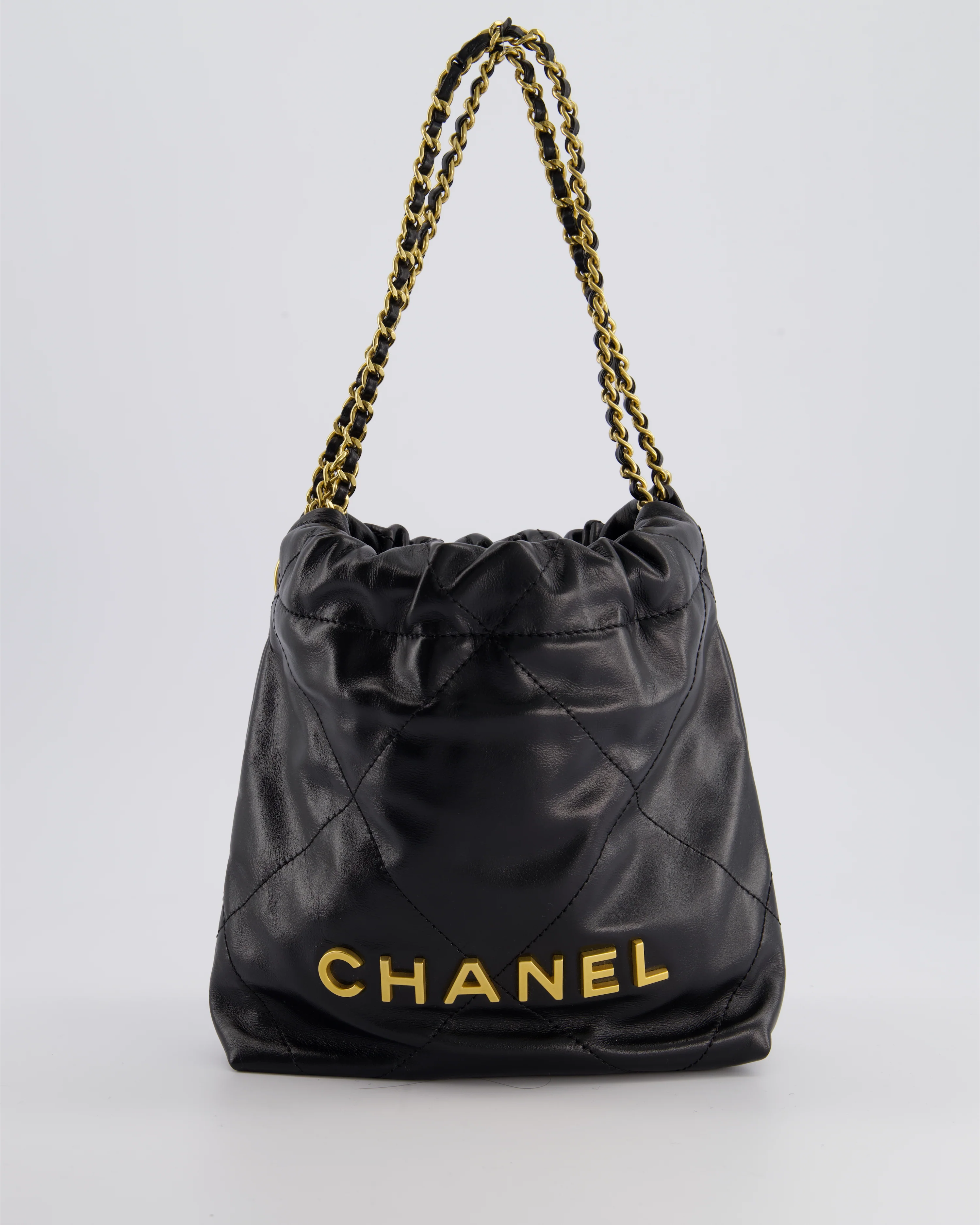 *RARE* Chanel Mini 22 Bag in Black Shiny Calfskin with Gold Hardware - Image 4