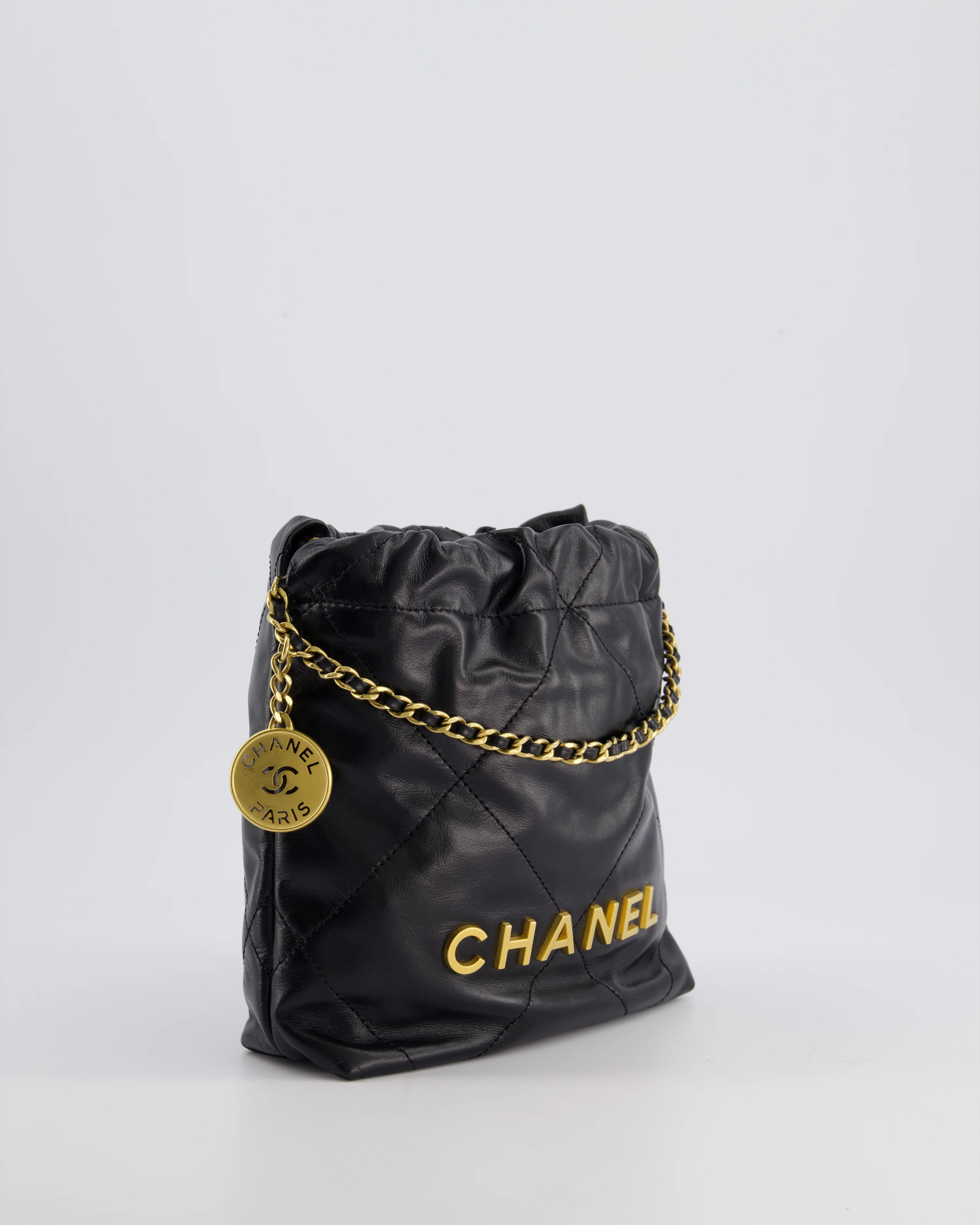 *RARE* Chanel Mini 22 Bag in Black Shiny Calfskin with Gold Hardware - Image 5
