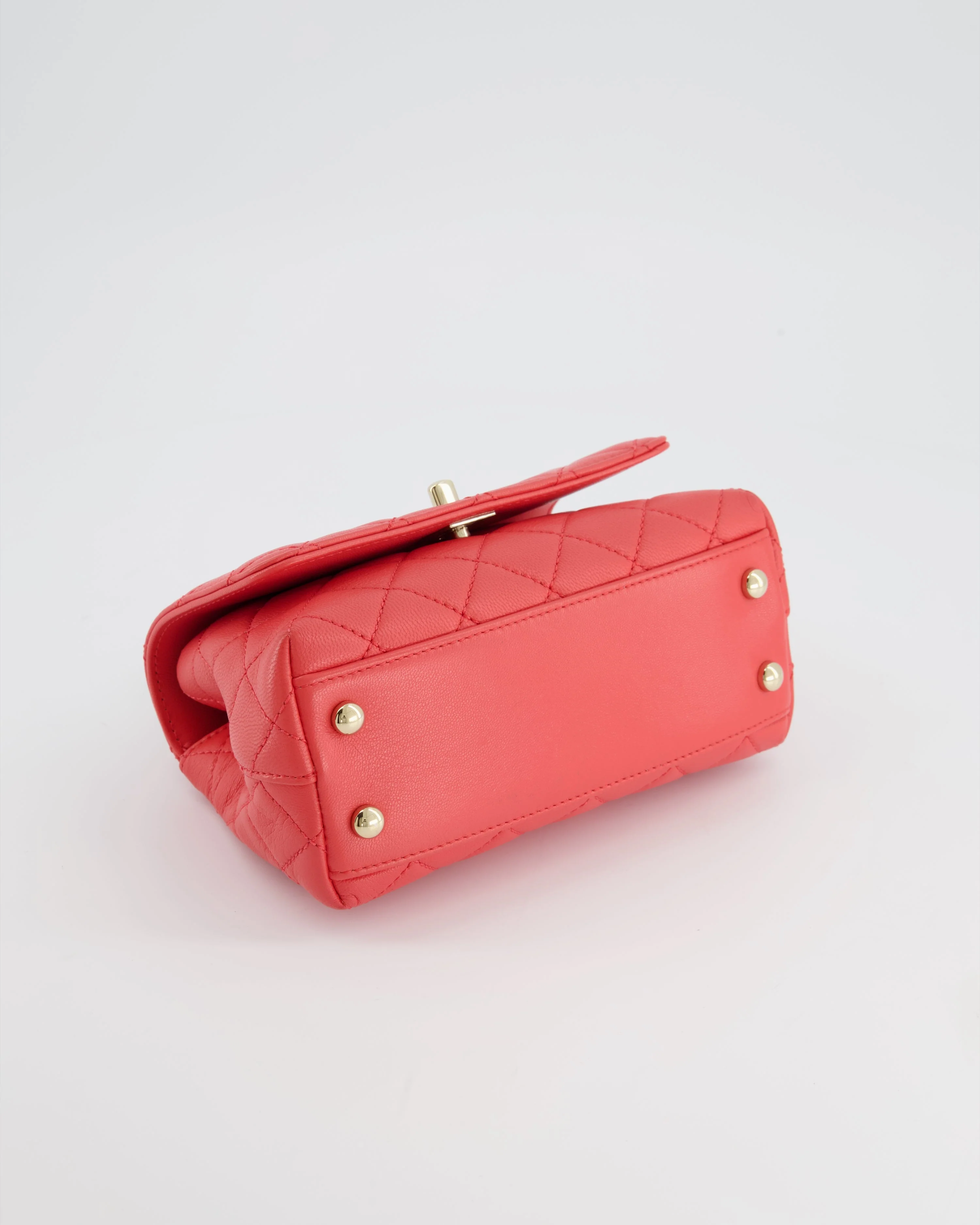 *RARE* Chanel Pink Extra Mini Coco Multi-Colour Handle Bag in Lambskin with Champagne Gold Hardware - Image 18