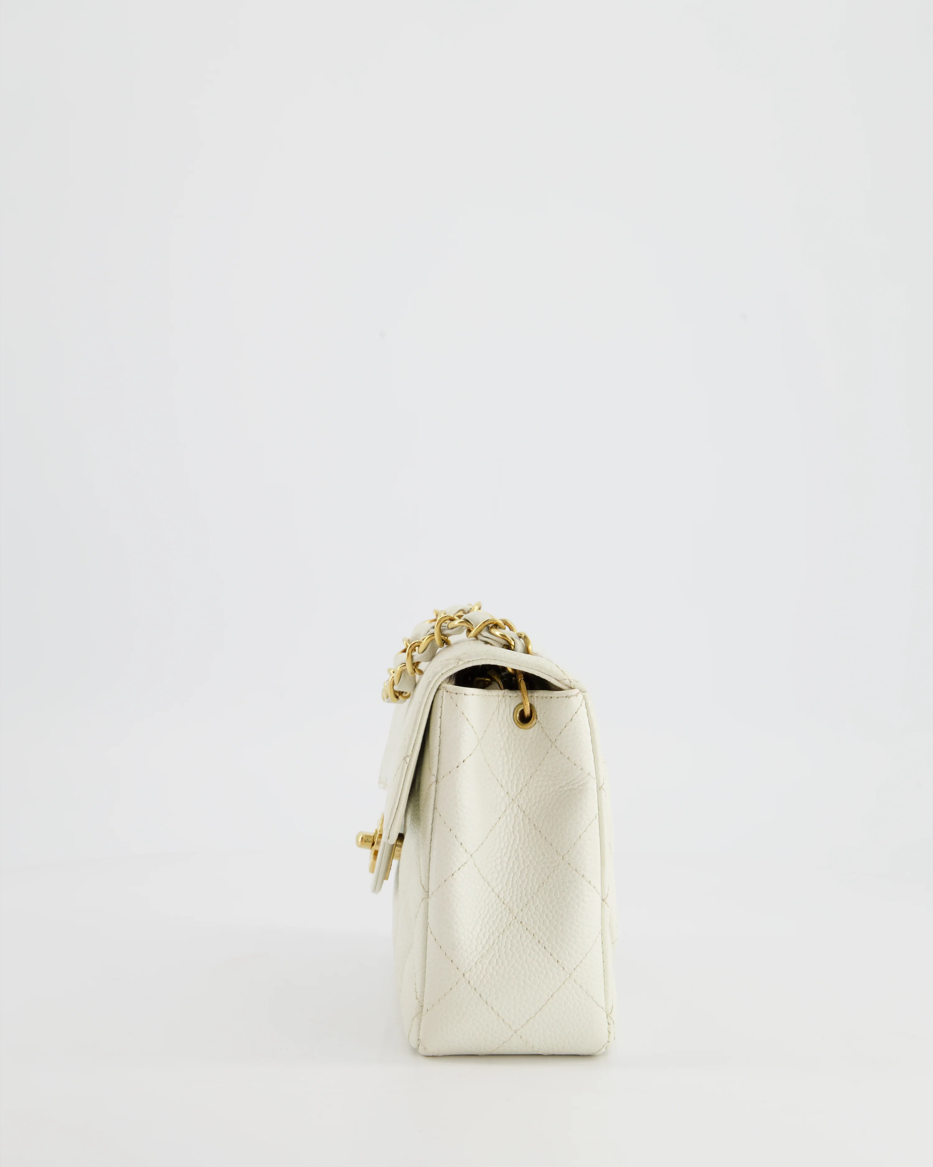 *RARE* Chanel Vintage White Caviar Mini Square Flap Bag with 24K Gold Hardware - Image 11