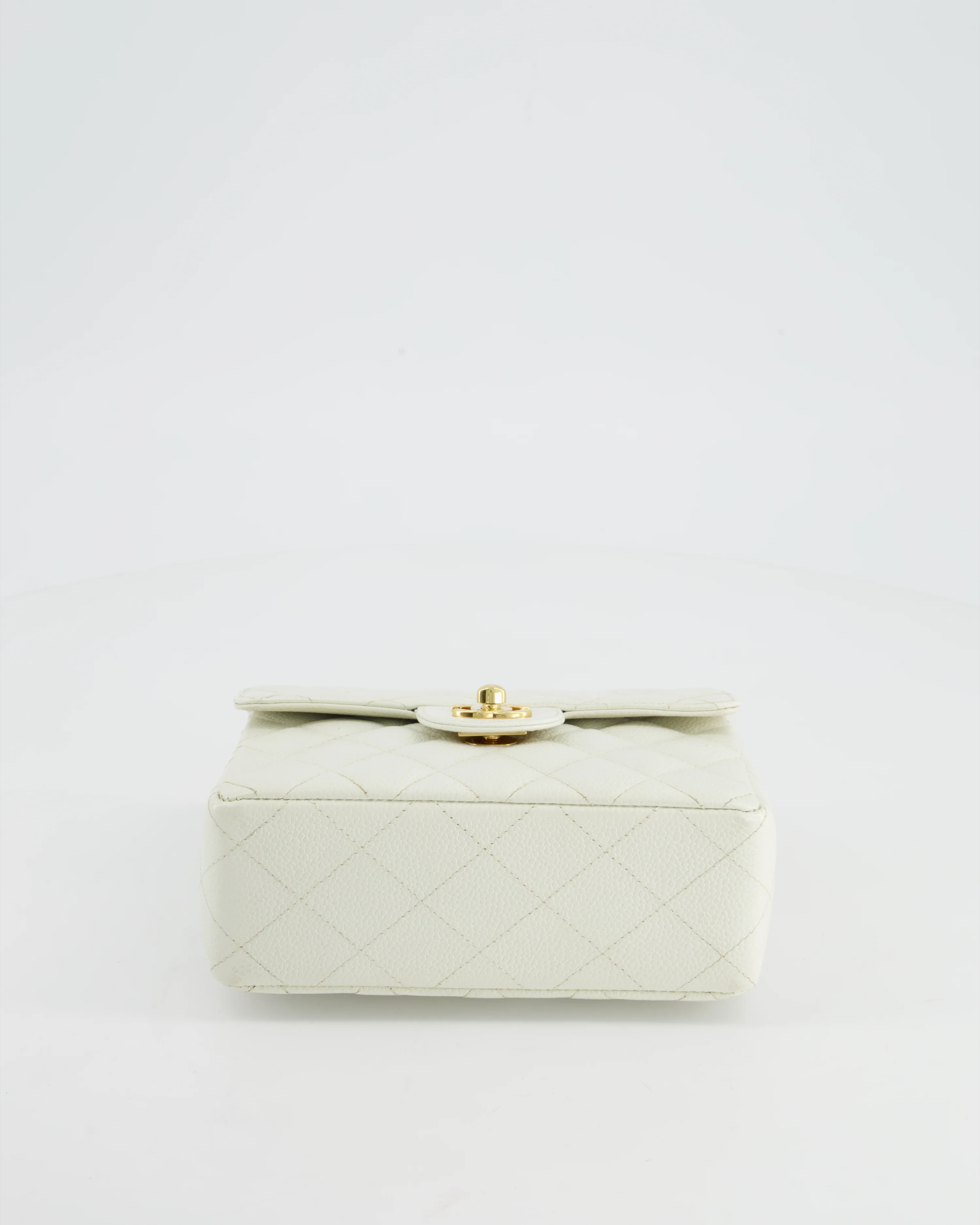 *RARE* Chanel Vintage White Caviar Mini Square Flap Bag with 24K Gold Hardware - Image 17