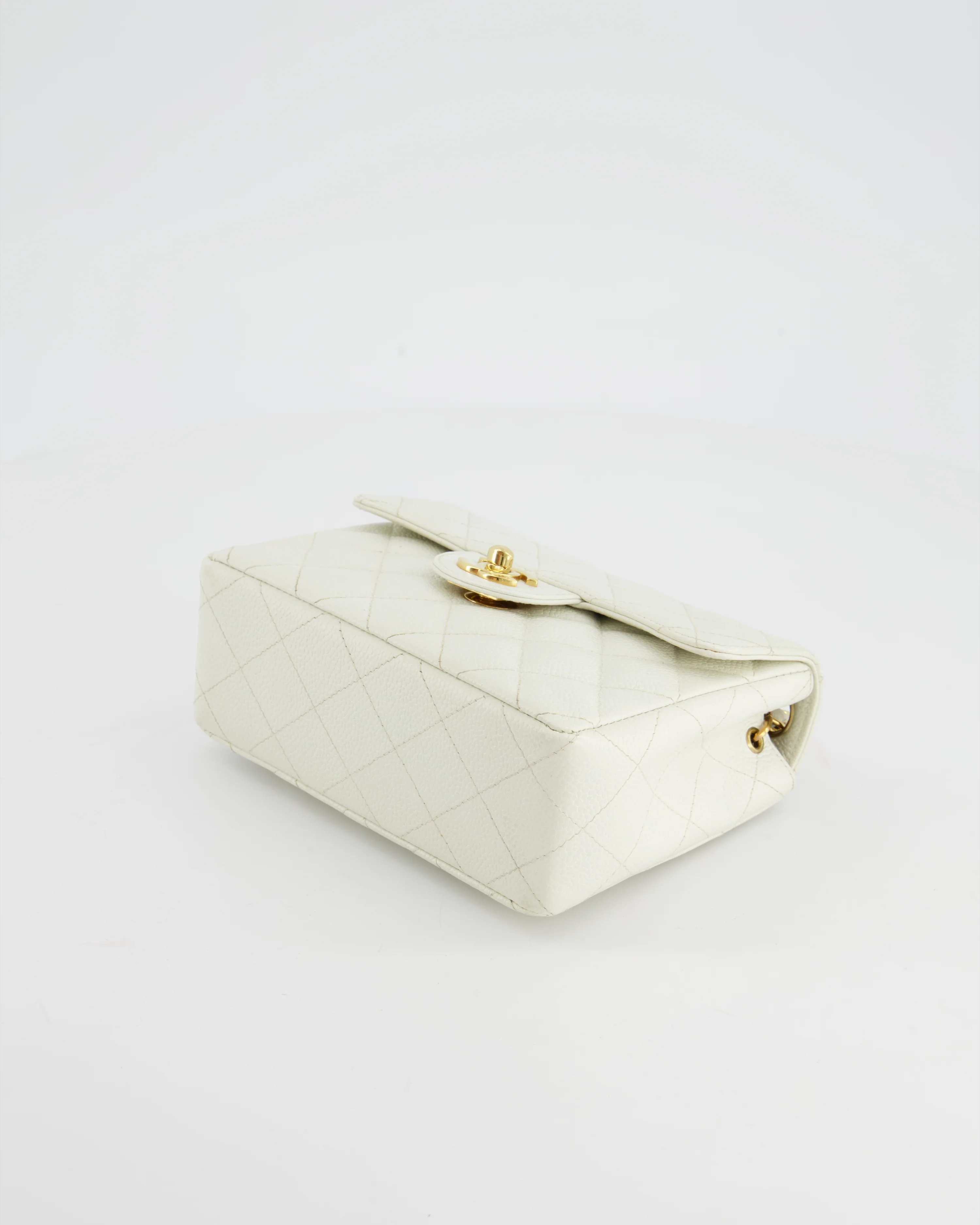 *RARE* Chanel Vintage White Caviar Mini Square Flap Bag with 24K Gold Hardware - Image 19