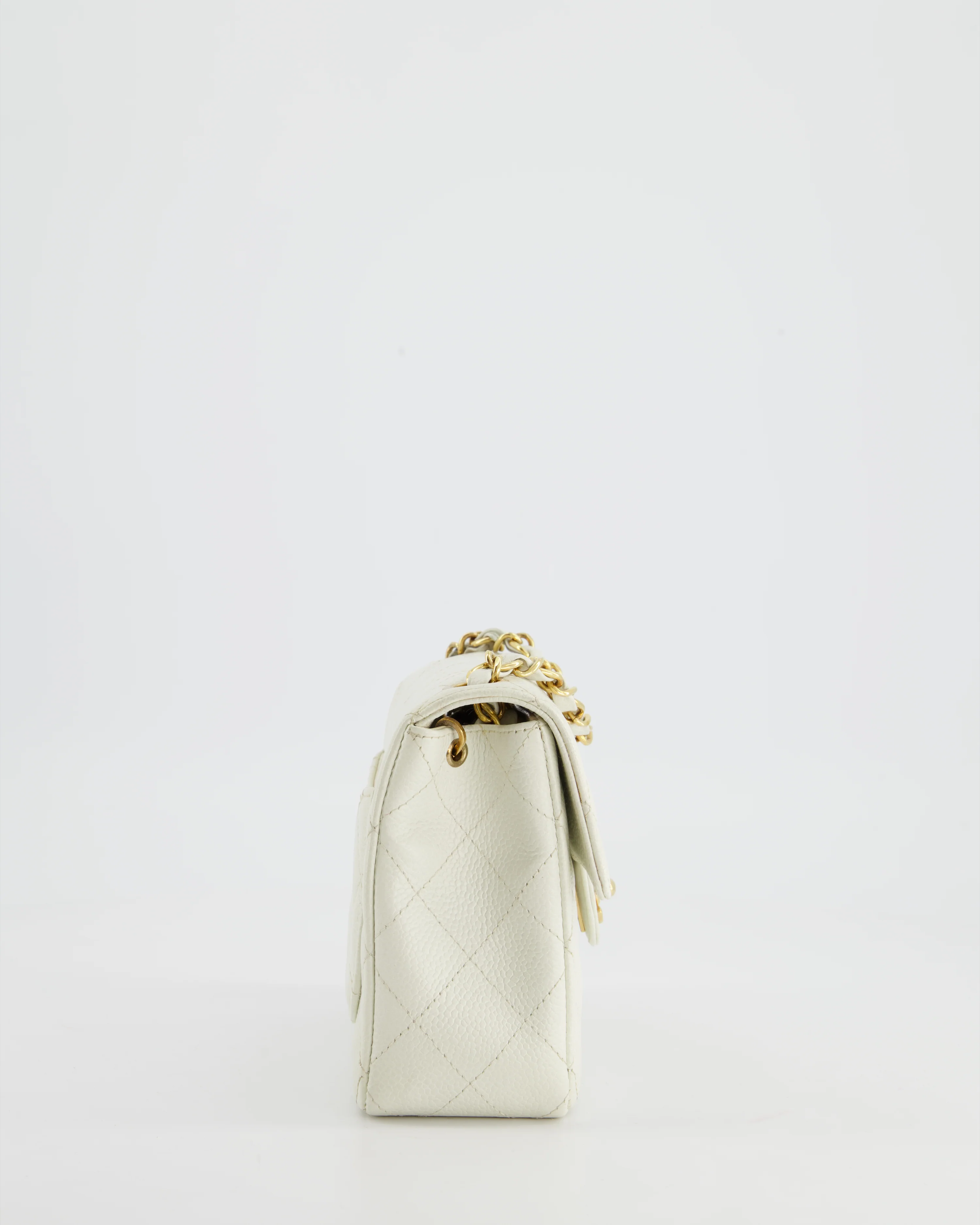 *RARE* Chanel Vintage White Caviar Mini Square Flap Bag with 24K Gold Hardware - Image 7
