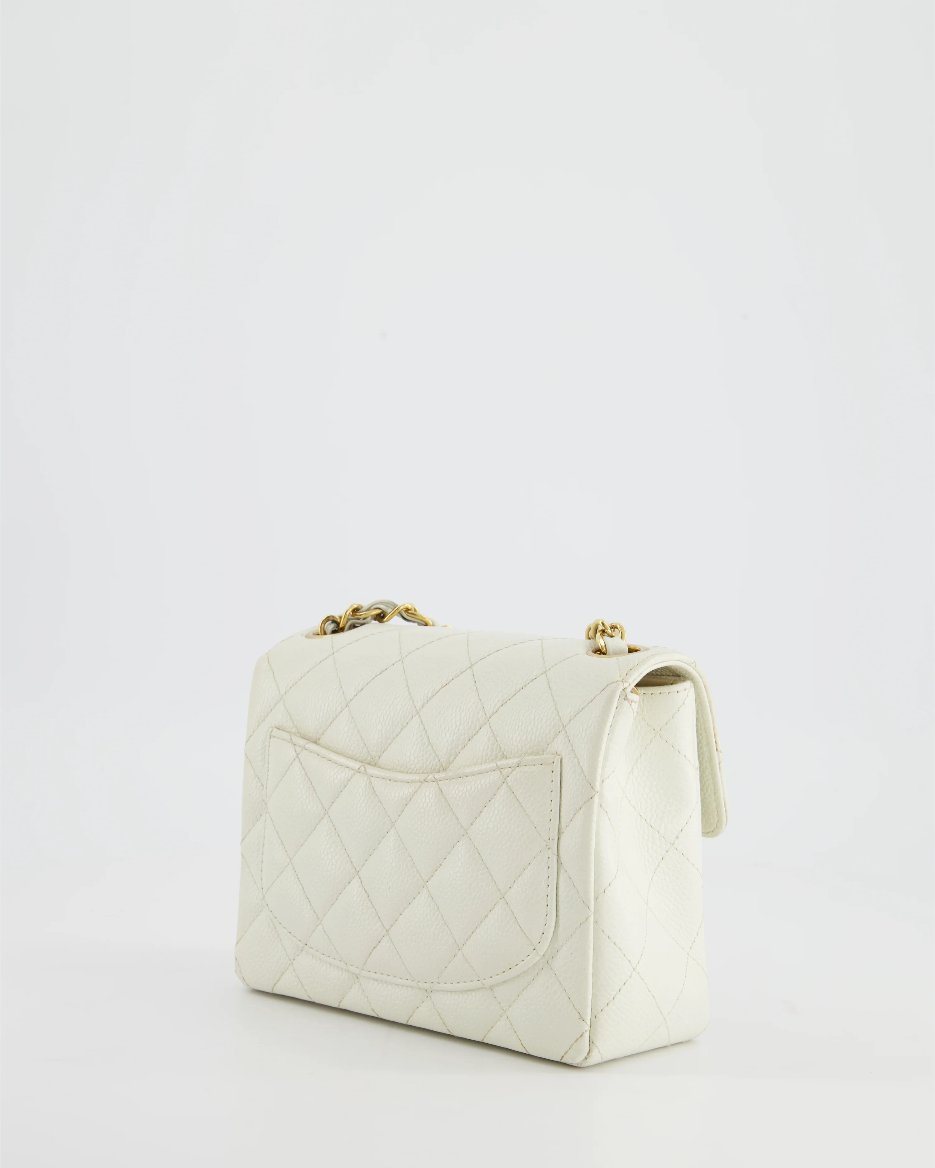 *RARE* Chanel Vintage White Caviar Mini Square Flap Bag with 24K Gold Hardware - Image 8