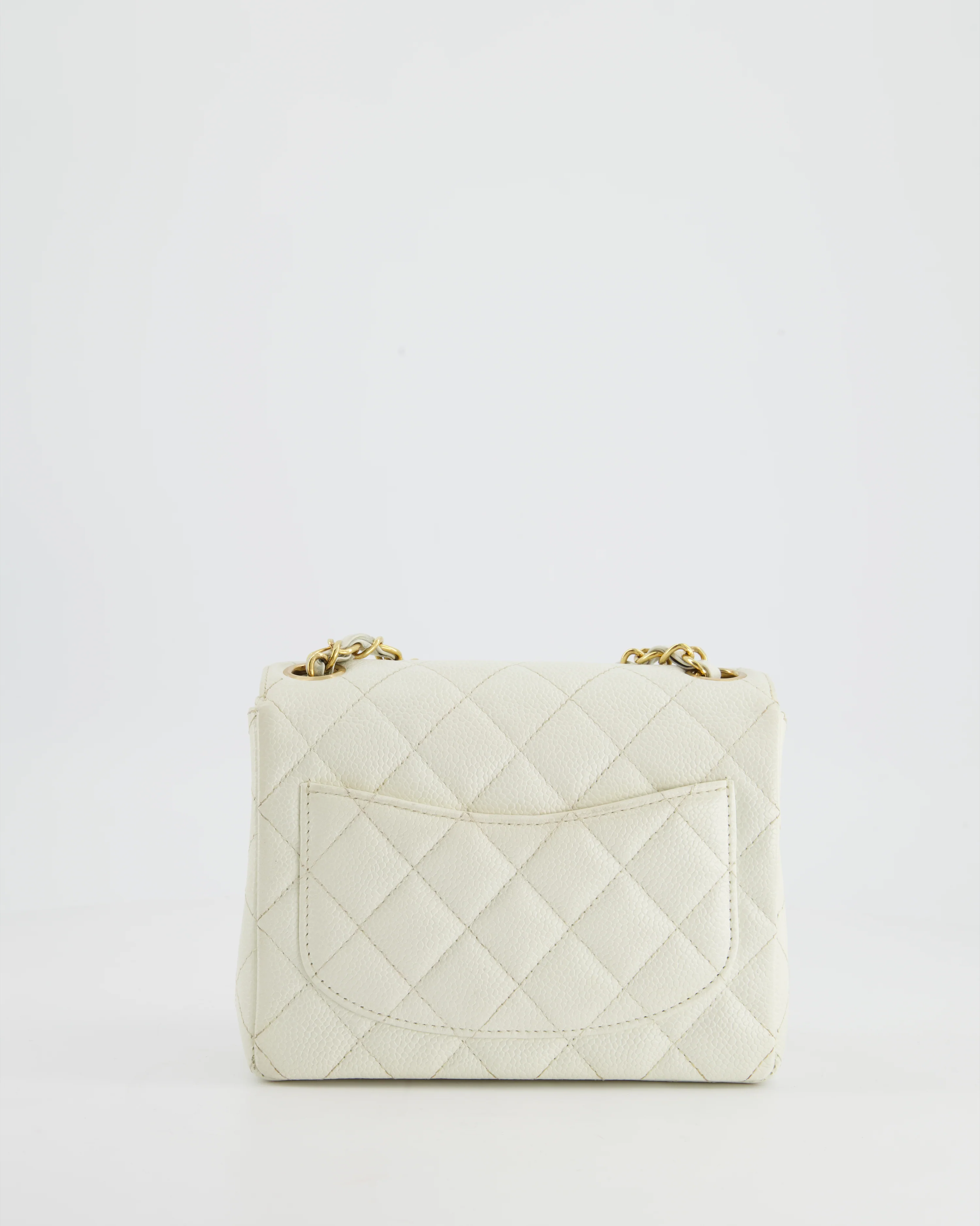 *RARE* Chanel Vintage White Caviar Mini Square Flap Bag with 24K Gold Hardware - Image 9