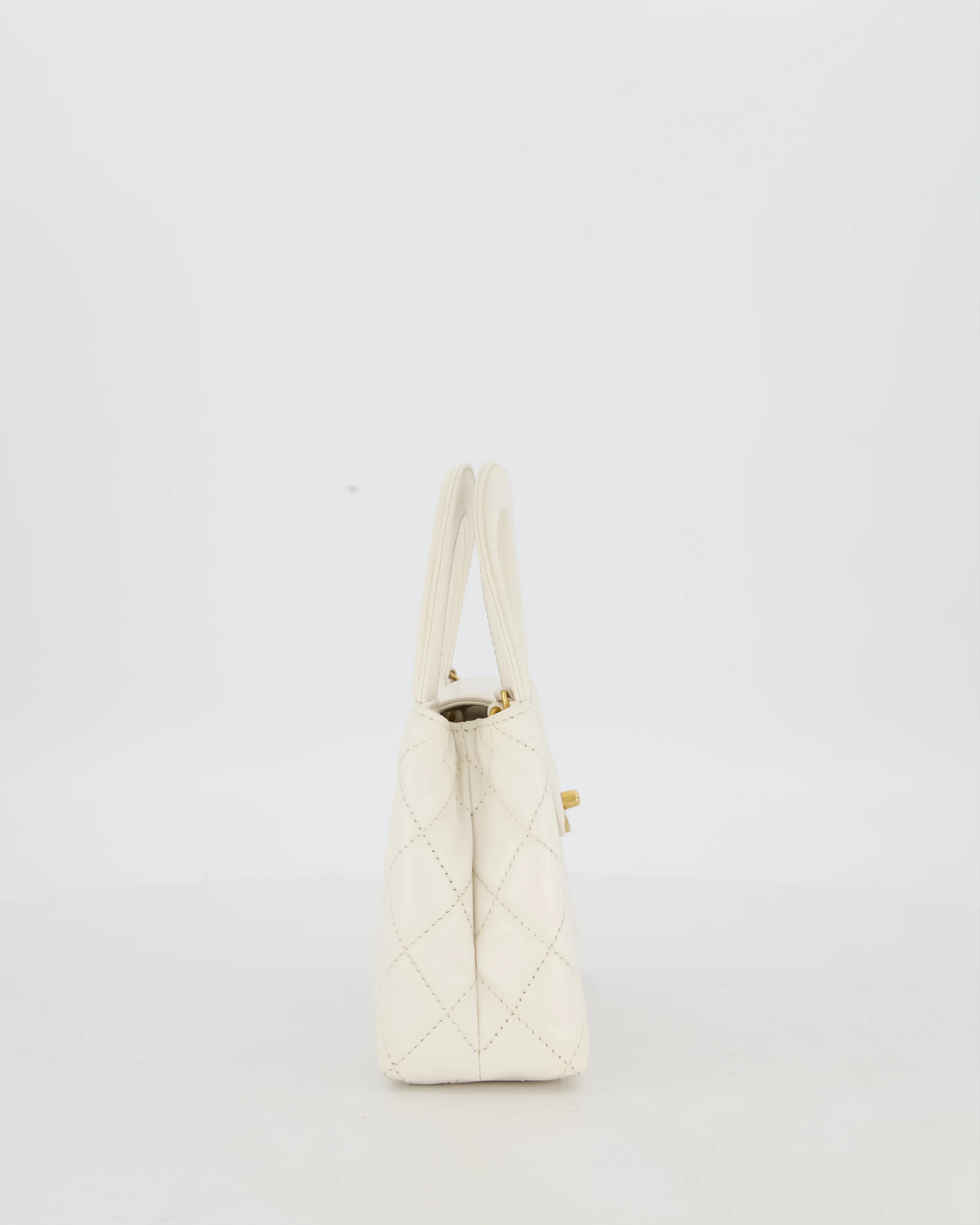 *RARE* Chanel White Small Kelly Shopping Bag in Aged Calfskin Leather with Brushed Antique Gold Hardware - Image 5
