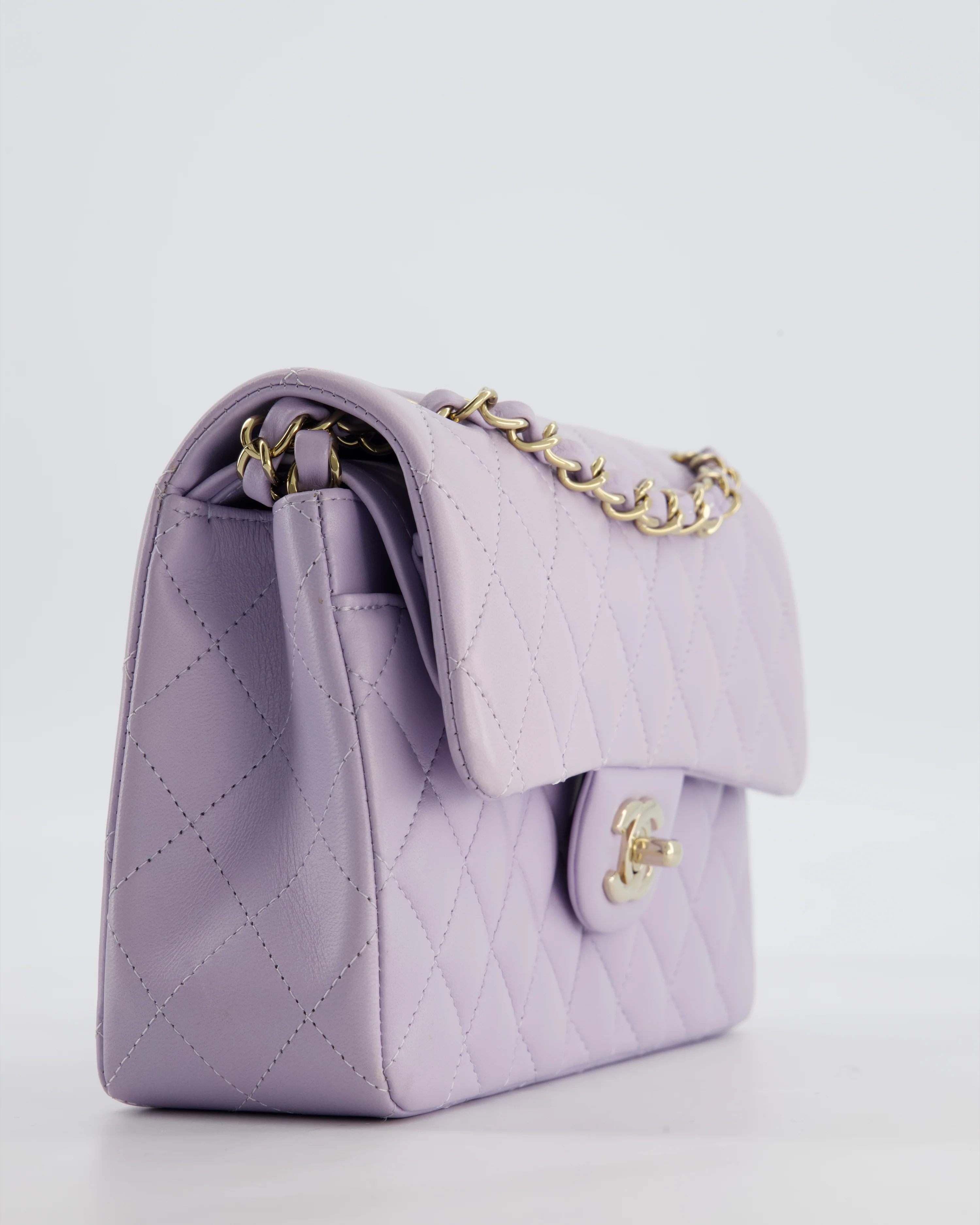 *CUTE COLOUR* Chanel Small Classic Double Flap Bag in Light Violet Lambskin Leather with Champagne Gold Hardware - Image 10