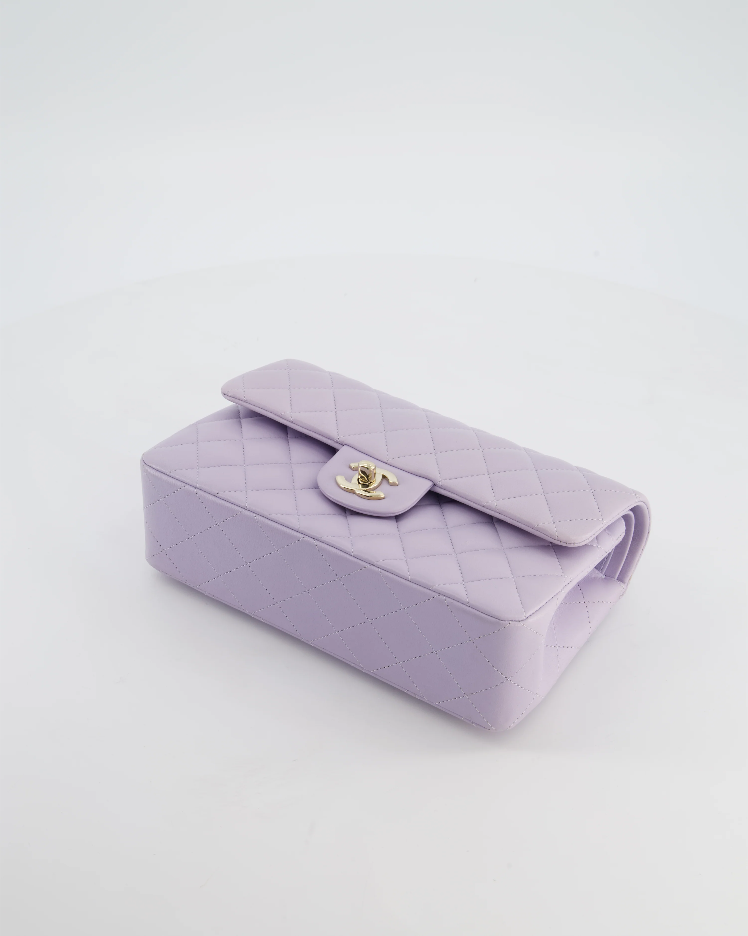 *CUTE COLOUR* Chanel Small Classic Double Flap Bag in Light Violet Lambskin Leather with Champagne Gold Hardware - Image 17