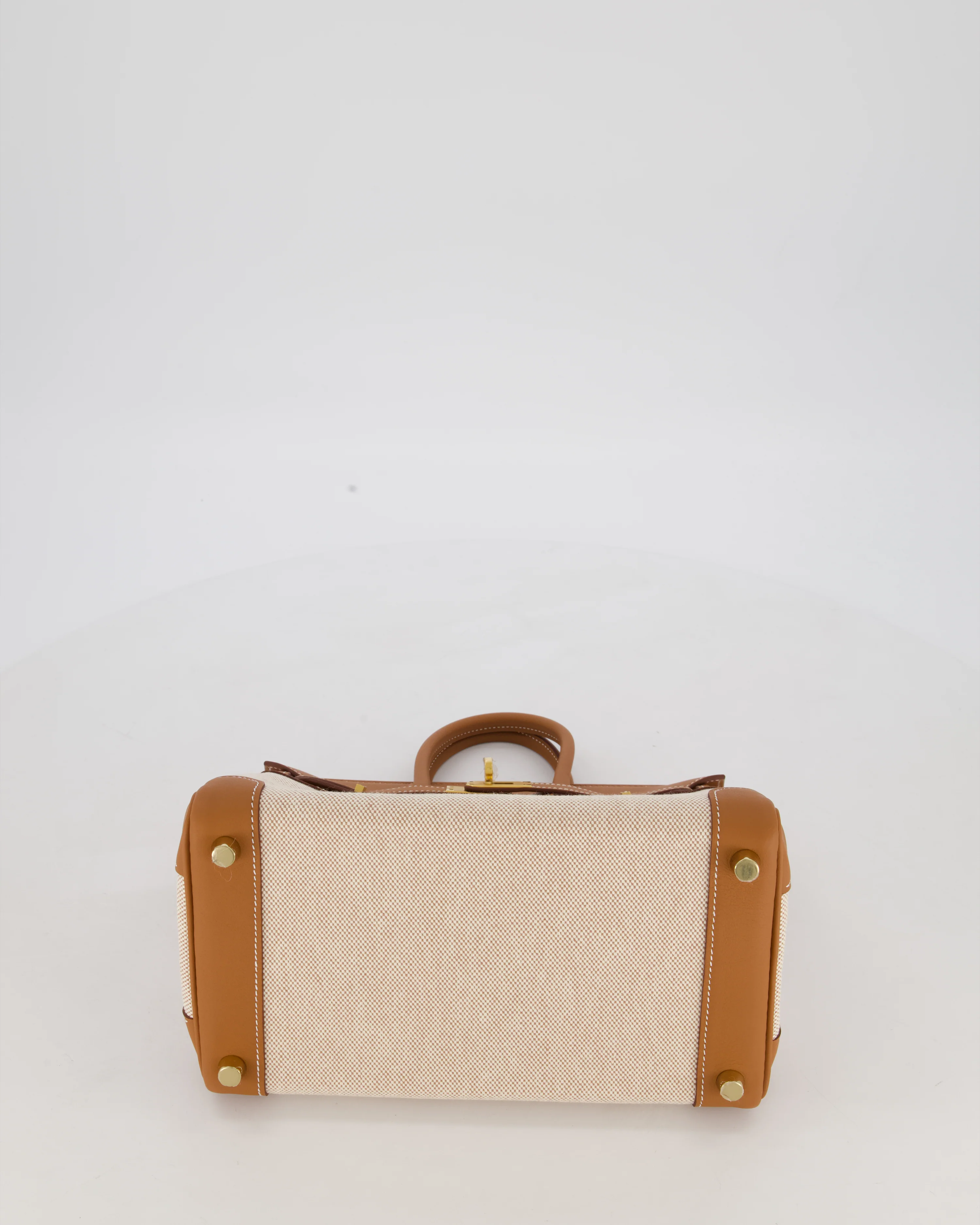 *RARE* Hermès Birkin 25 Retourne Bag in Ecru/Beige Toile H Canvas and Gold Swift Leather with Gold Hardware - Image 19
