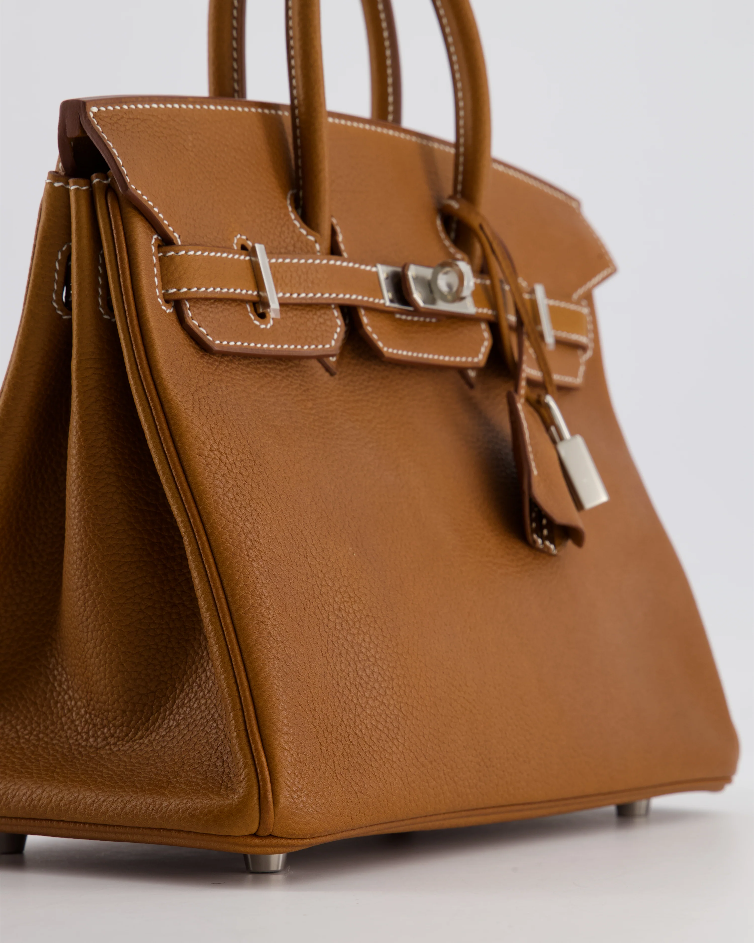 *RARE* Hermès Birkin 25 Retourne Bag in Fauve Barenia Faubourg Leather with Palladium Hardware - Image 10