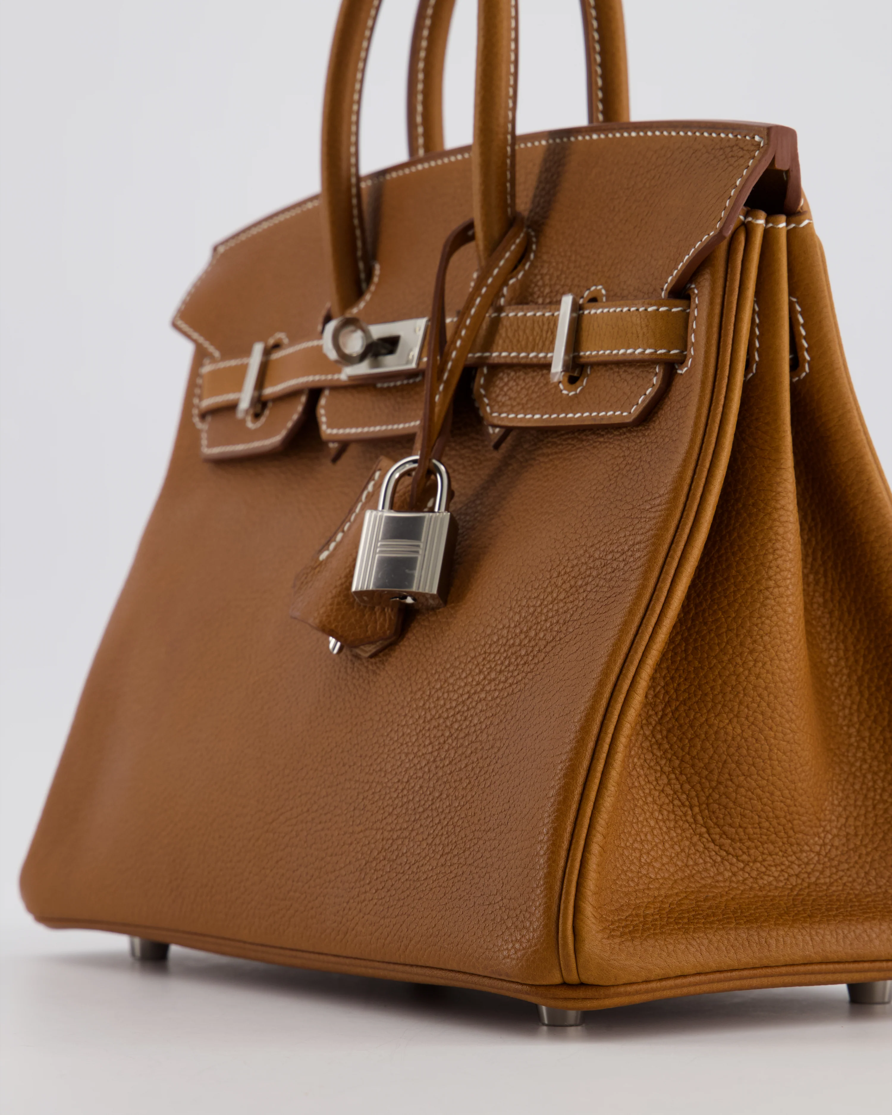 *RARE* Hermès Birkin 25 Retourne Bag in Fauve Barenia Faubourg Leather with Palladium Hardware - Image 11