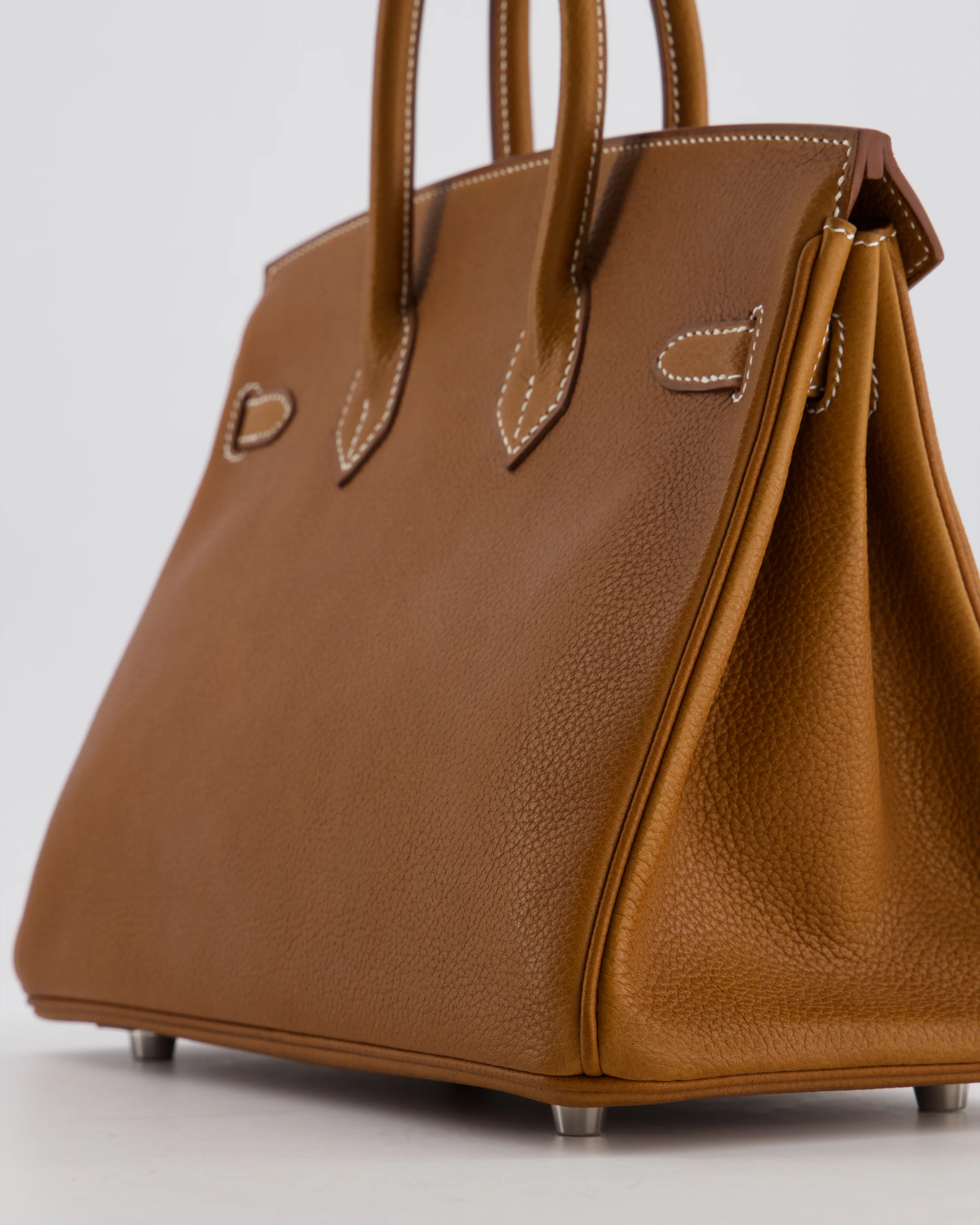*RARE* Hermès Birkin 25 Retourne Bag in Fauve Barenia Faubourg Leather with Palladium Hardware - Image 12
