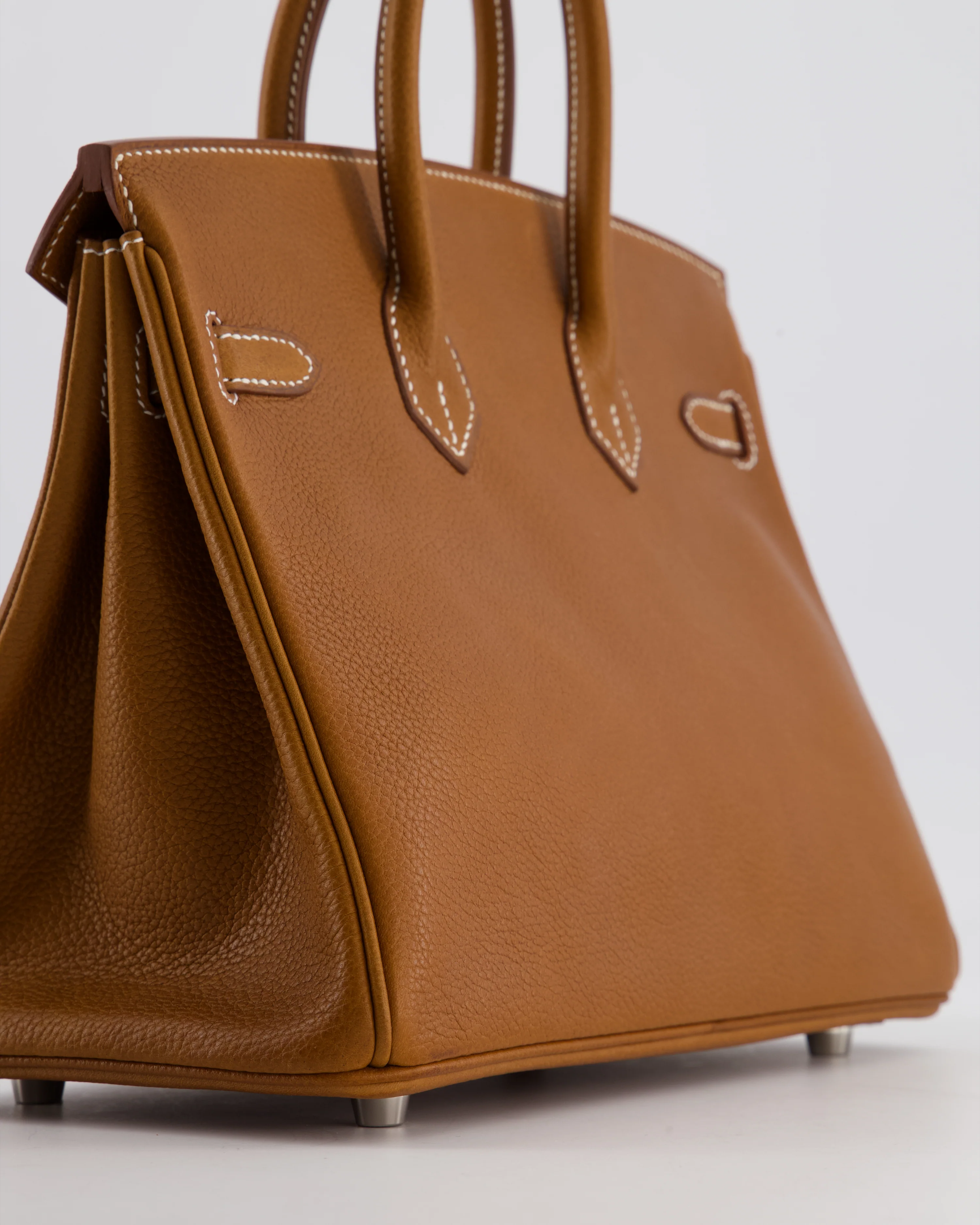 *RARE* Hermès Birkin 25 Retourne Bag in Fauve Barenia Faubourg Leather with Palladium Hardware - Image 13