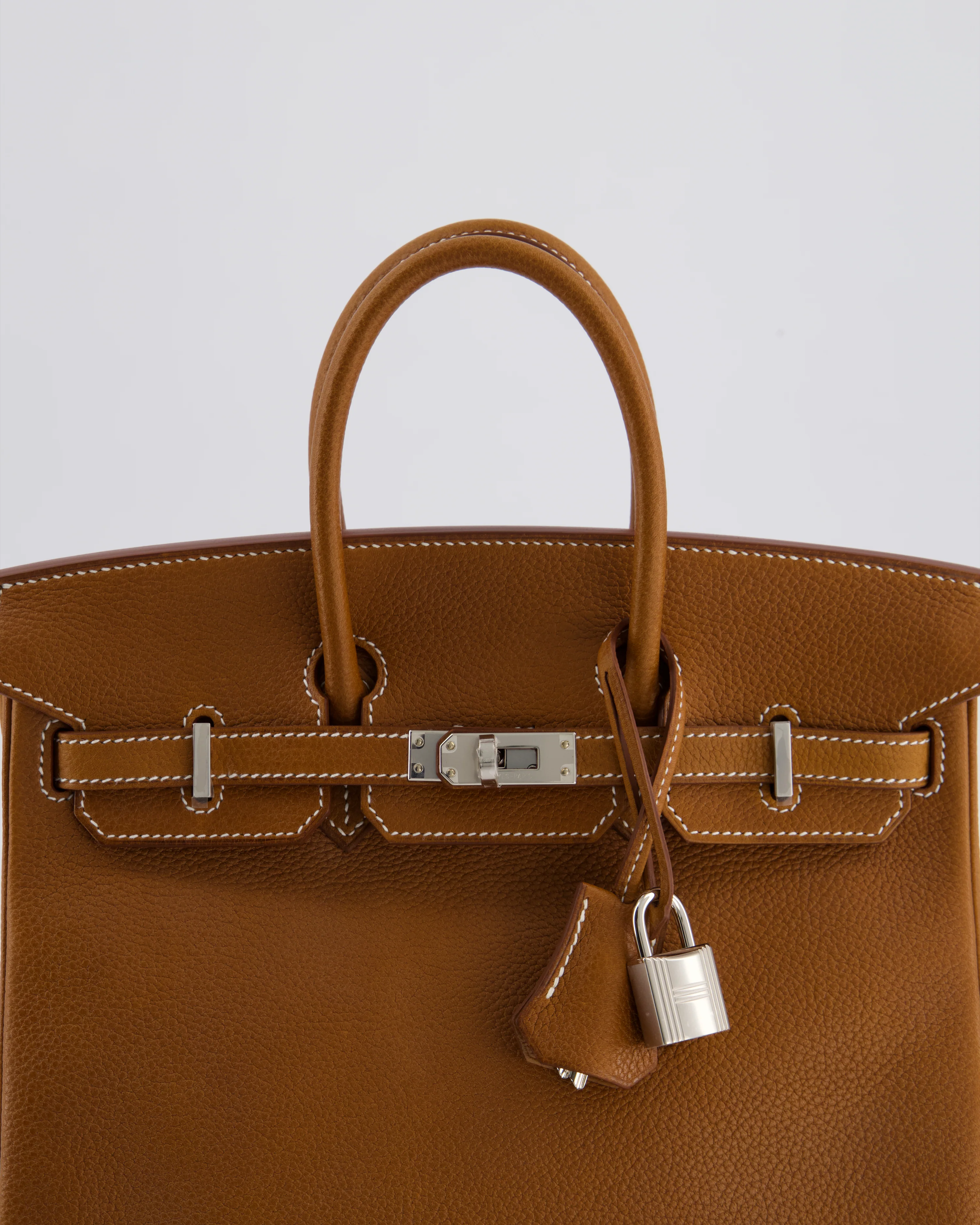 *RARE* Hermès Birkin 25 Retourne Bag in Fauve Barenia Faubourg Leather with Palladium Hardware - Image 14