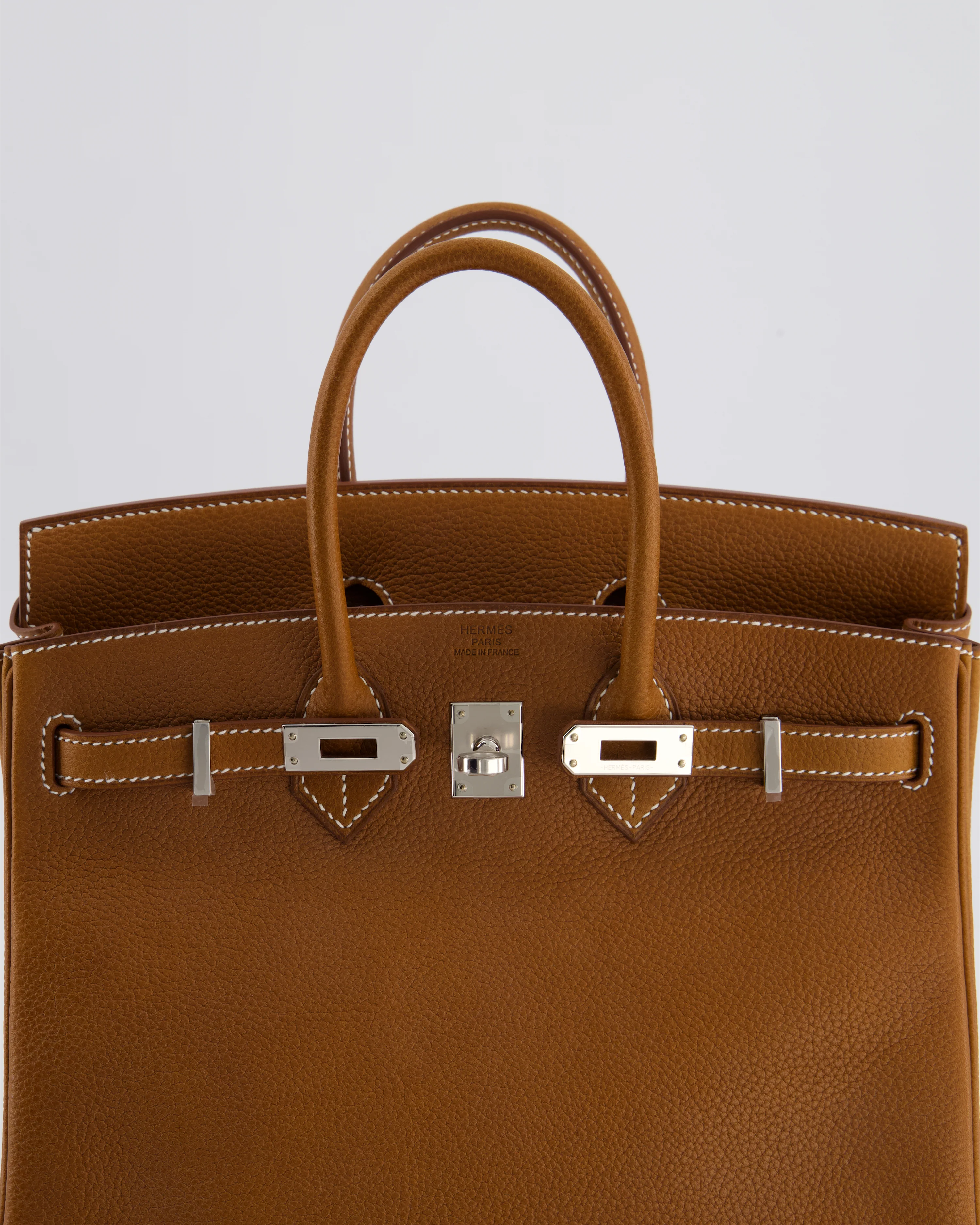 *RARE* Hermès Birkin 25 Retourne Bag in Fauve Barenia Faubourg Leather with Palladium Hardware - Image 15