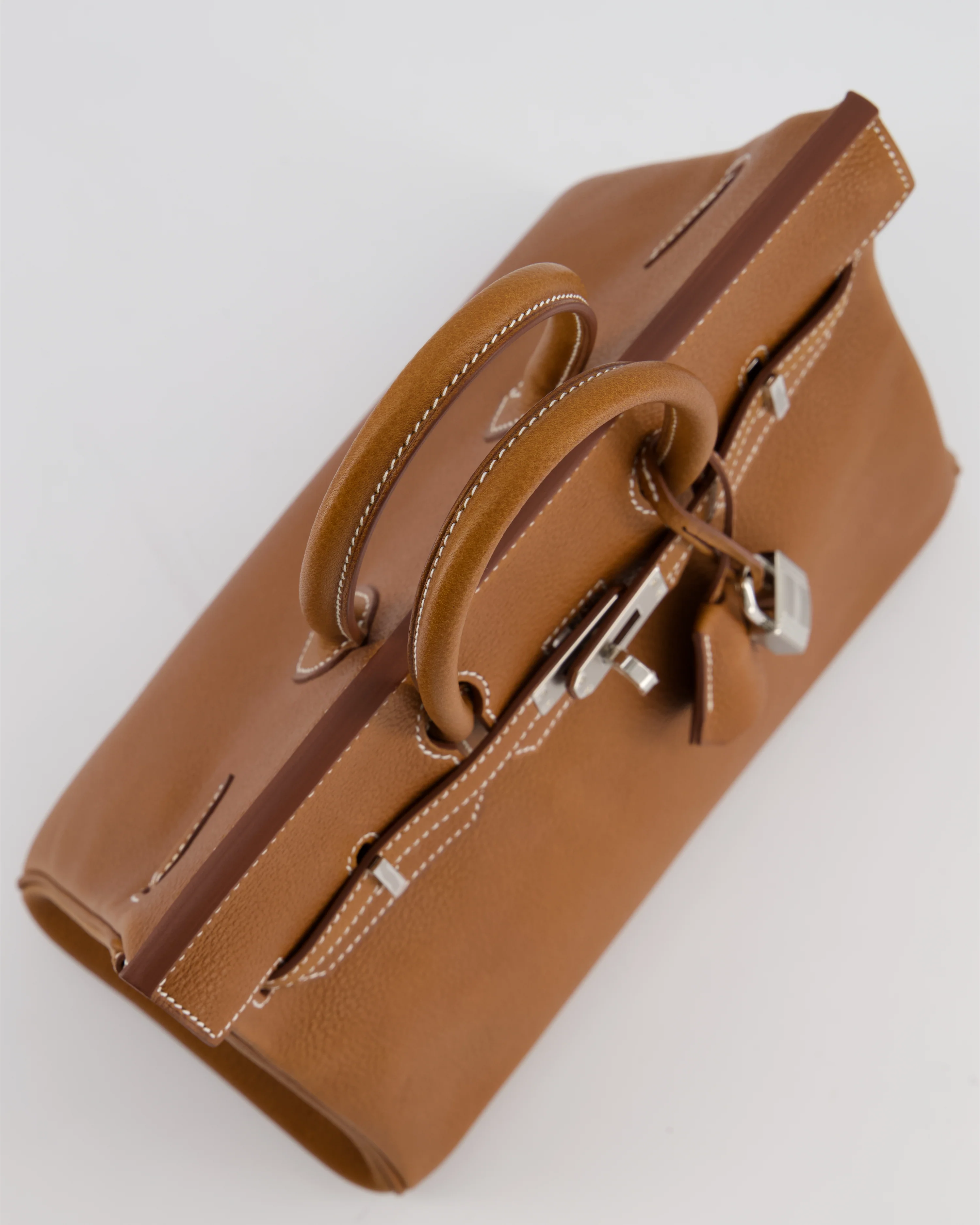 *RARE* Hermès Birkin 25 Retourne Bag in Fauve Barenia Faubourg Leather with Palladium Hardware - Image 16