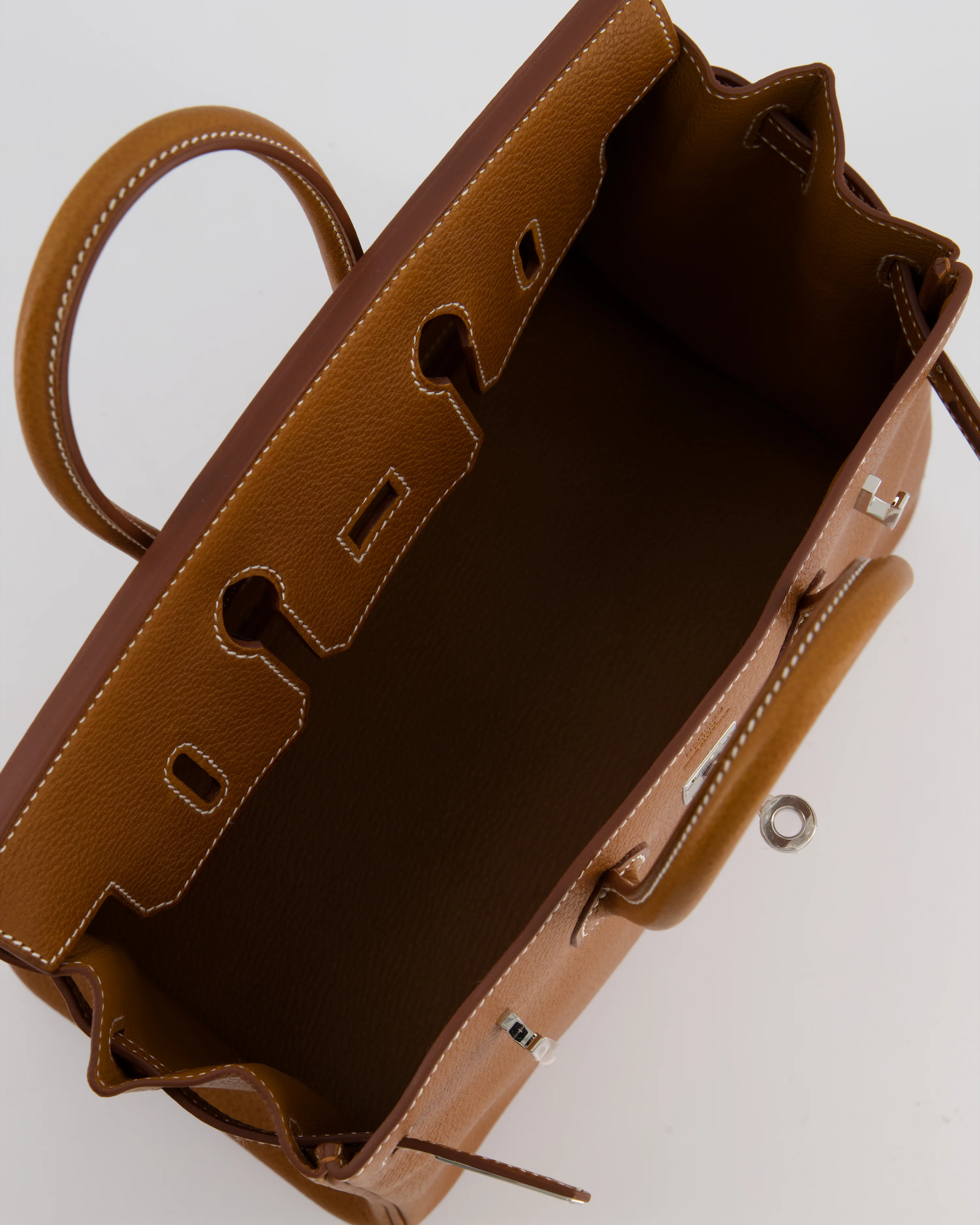 *RARE* Hermès Birkin 25 Retourne Bag in Fauve Barenia Faubourg Leather with Palladium Hardware - Image 17