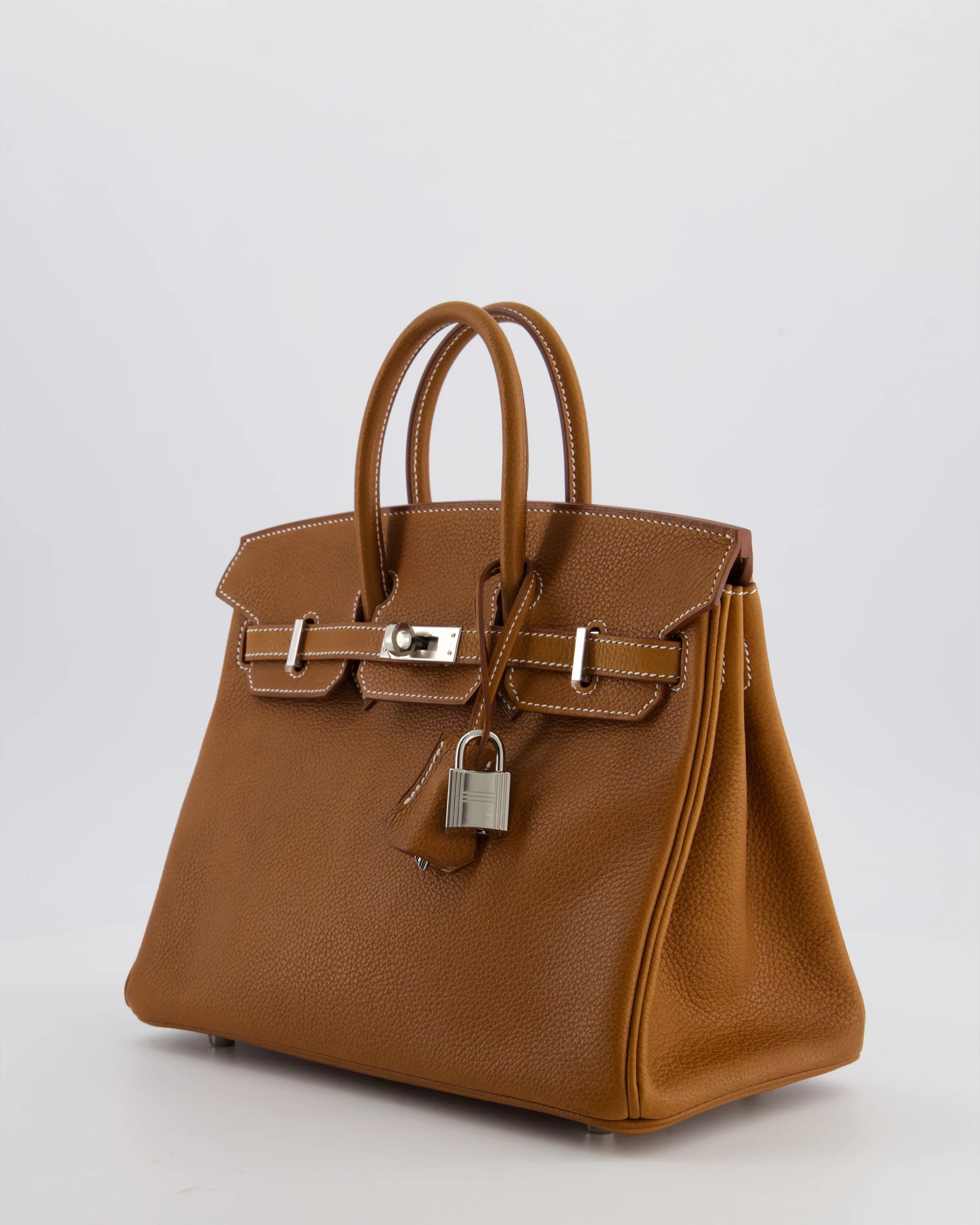 *RARE* Hermès Birkin 25 Retourne Bag in Fauve Barenia Faubourg Leather with Palladium Hardware - Image 9